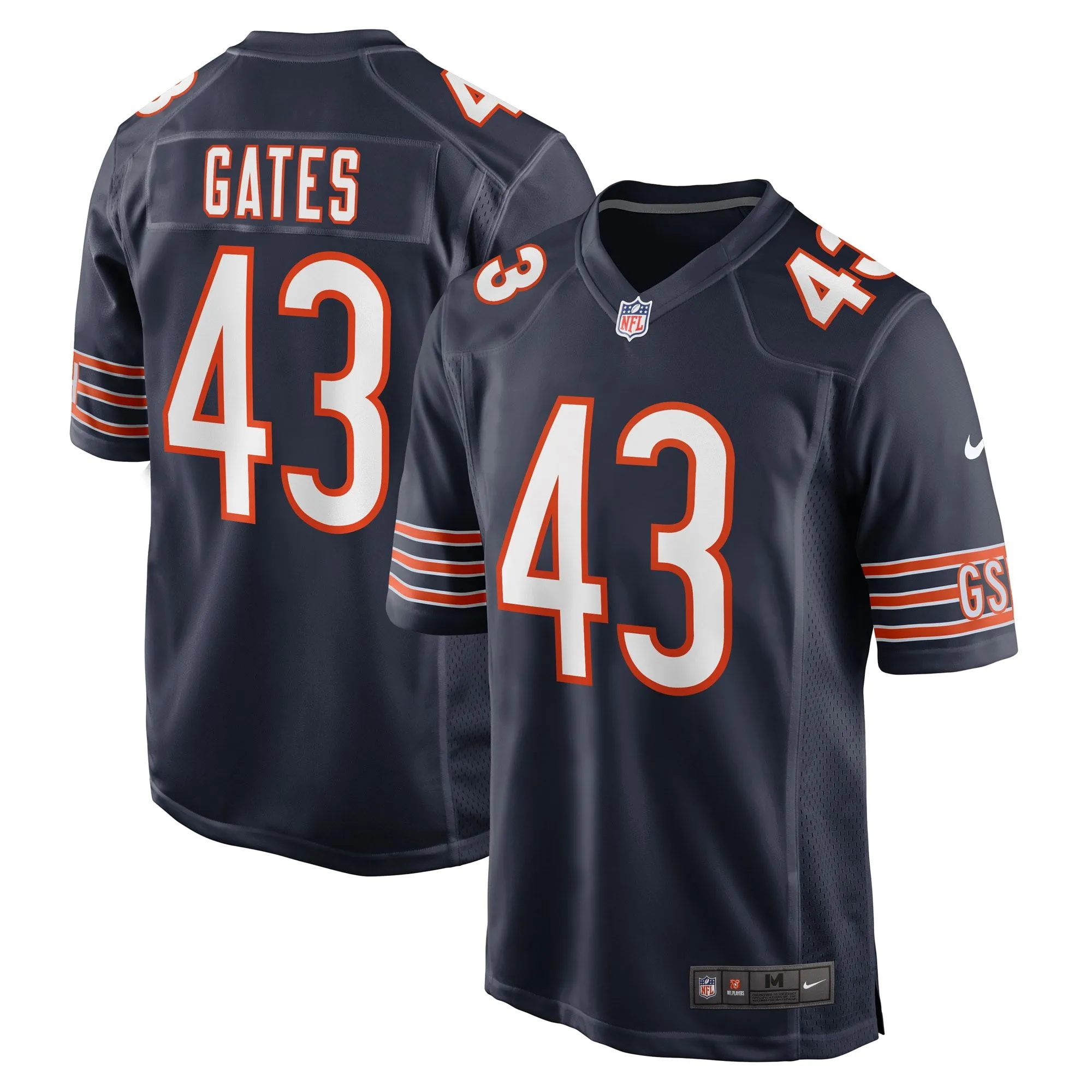 DeMarquis Gates Chicago Bears  Game Player Jersey - Navy