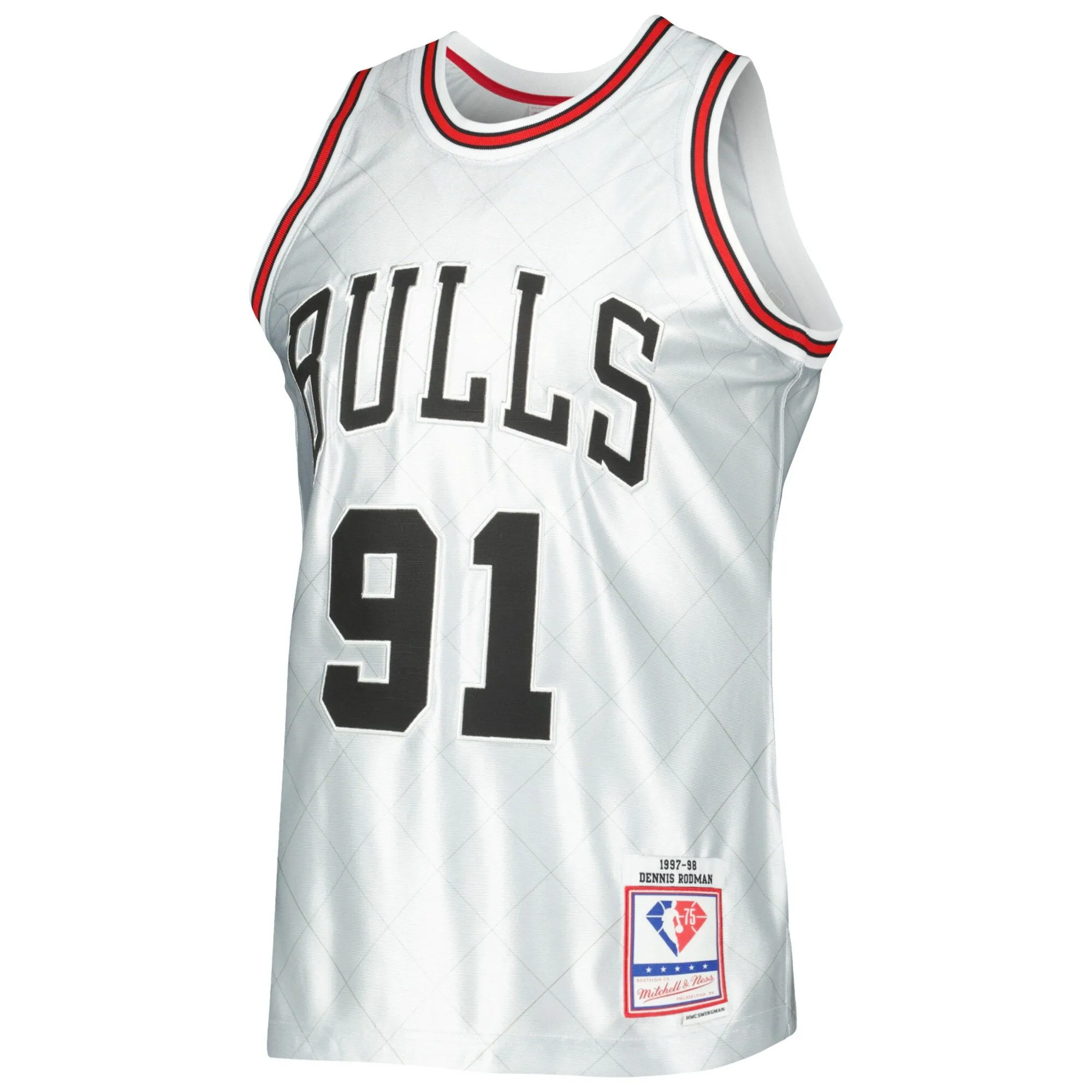 Dennis Rodman Chicago Bulls Mitchell & Ness 1997/98 Hardwood Classics 75th Anniversary Swingman Jersey - Platinum