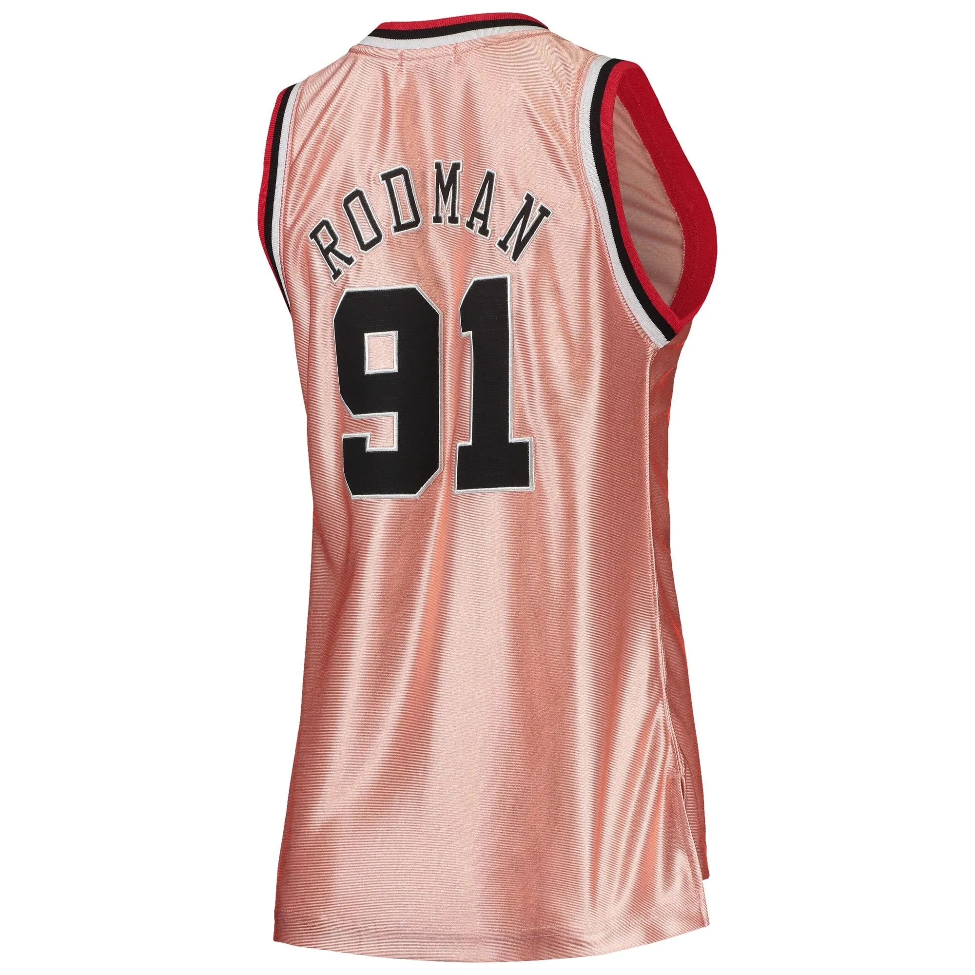 Dennis Rodman Chicago Bulls Mitchell & Ness Women's 75th Anniversary Rose Gold 1997 Swingman Jersey - Pink