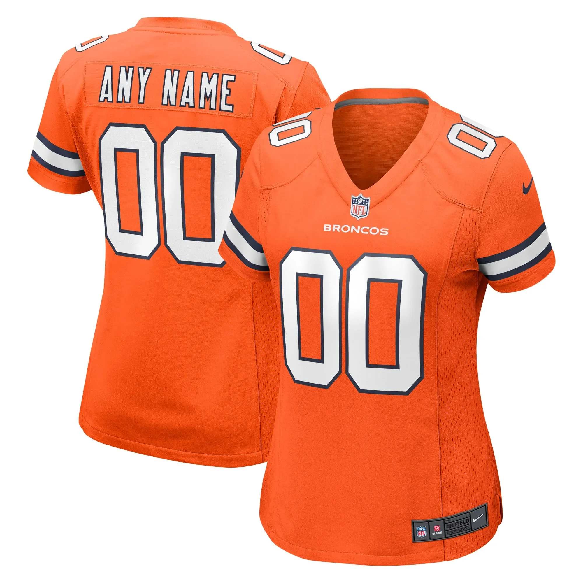 Denver Broncos  Women's Alternate Custom Game Jersey - Orange