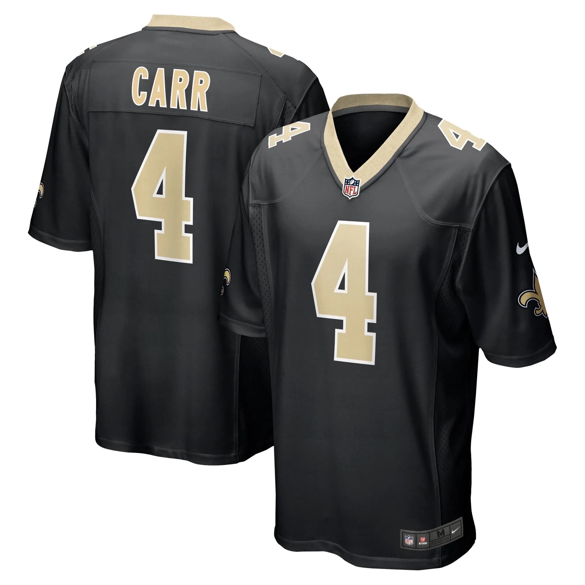 Derek Carr New Orleans Saints  Game Jersey - Black