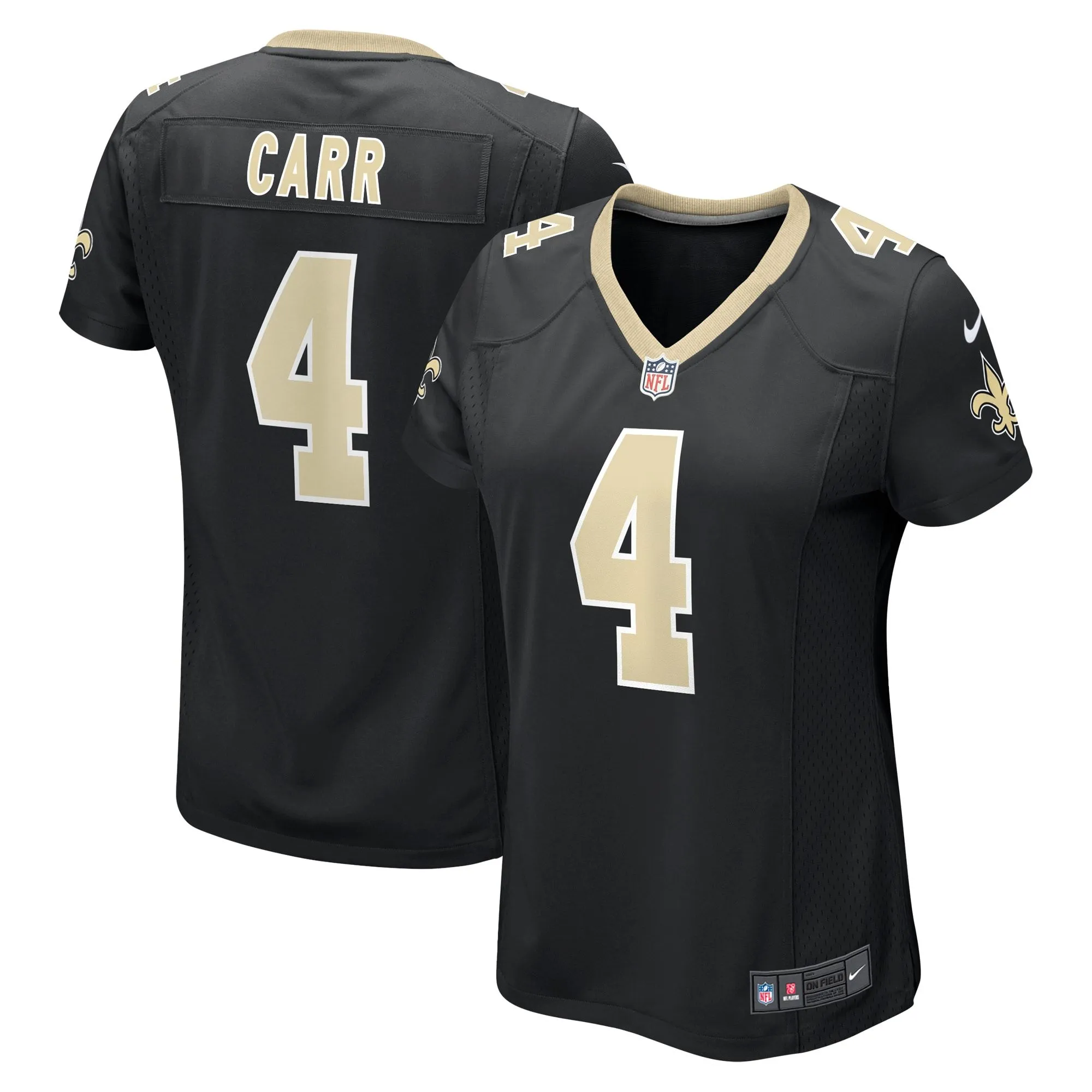 Derek Carr New Orleans Saints  Women's Game Jersey - Black