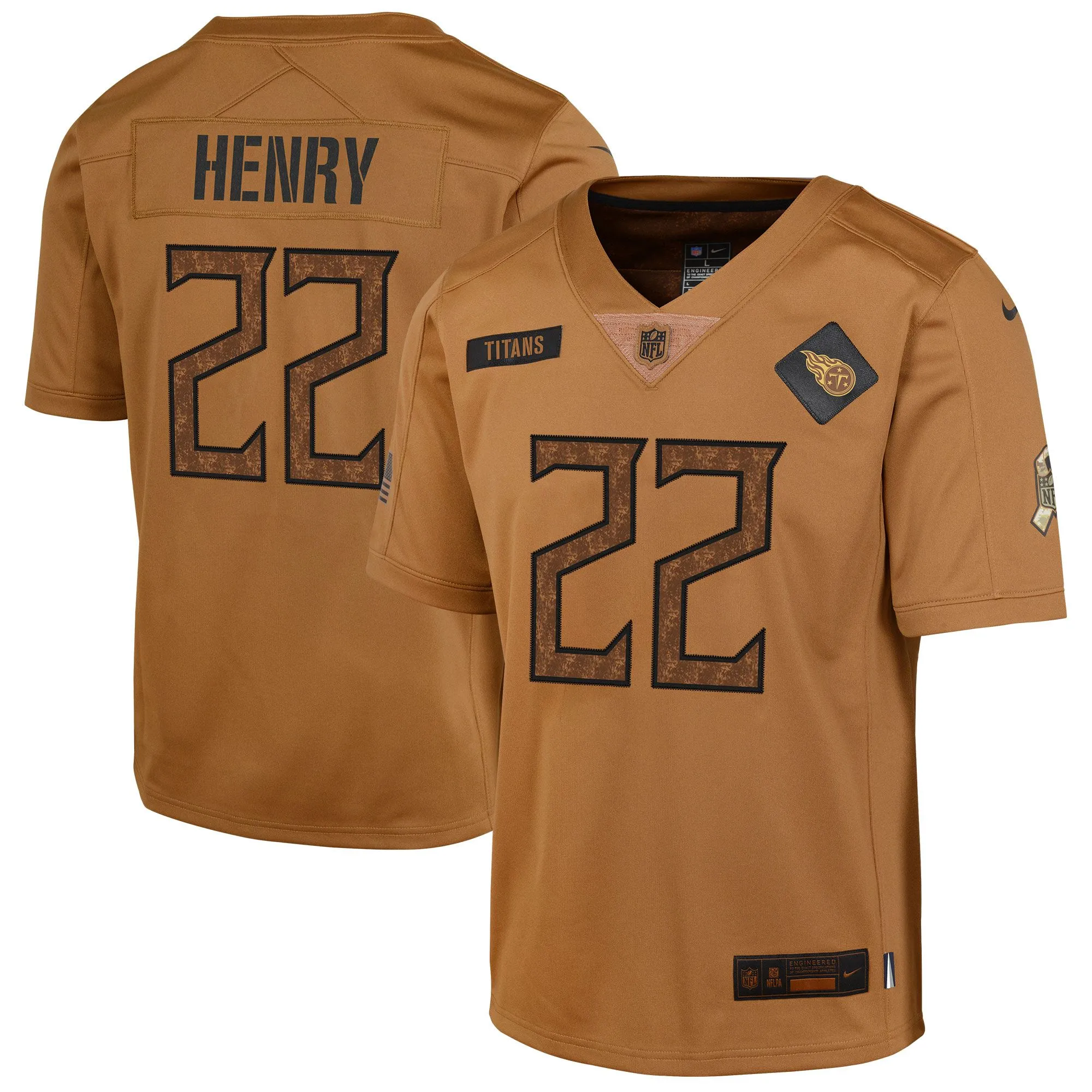 Derrick Henry Tennessee Titans  Youth 2023 Salute To Service Limited Jersey - Brown