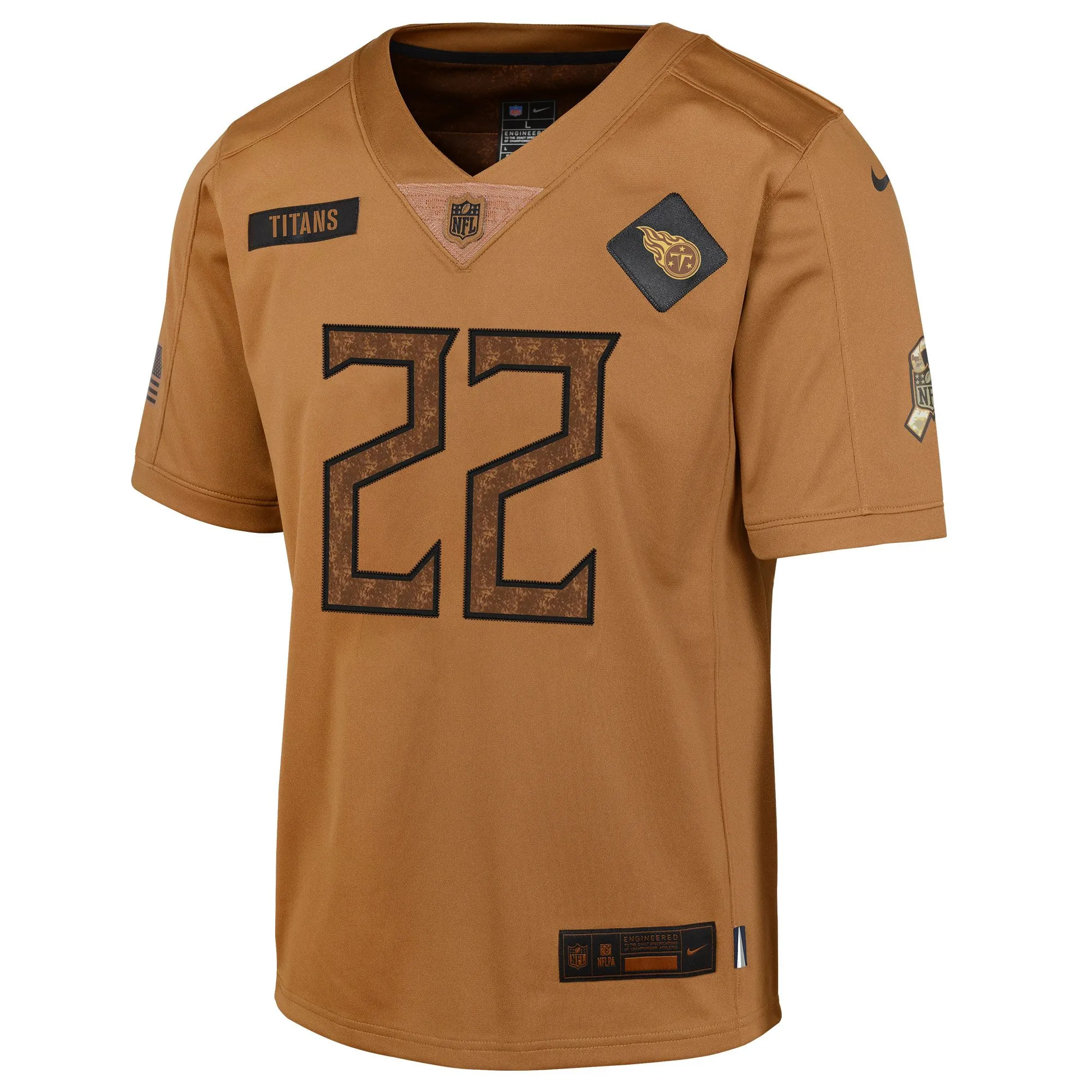 Derrick Henry Tennessee Titans  Youth 2023 Salute To Service Limited Jersey - Brown