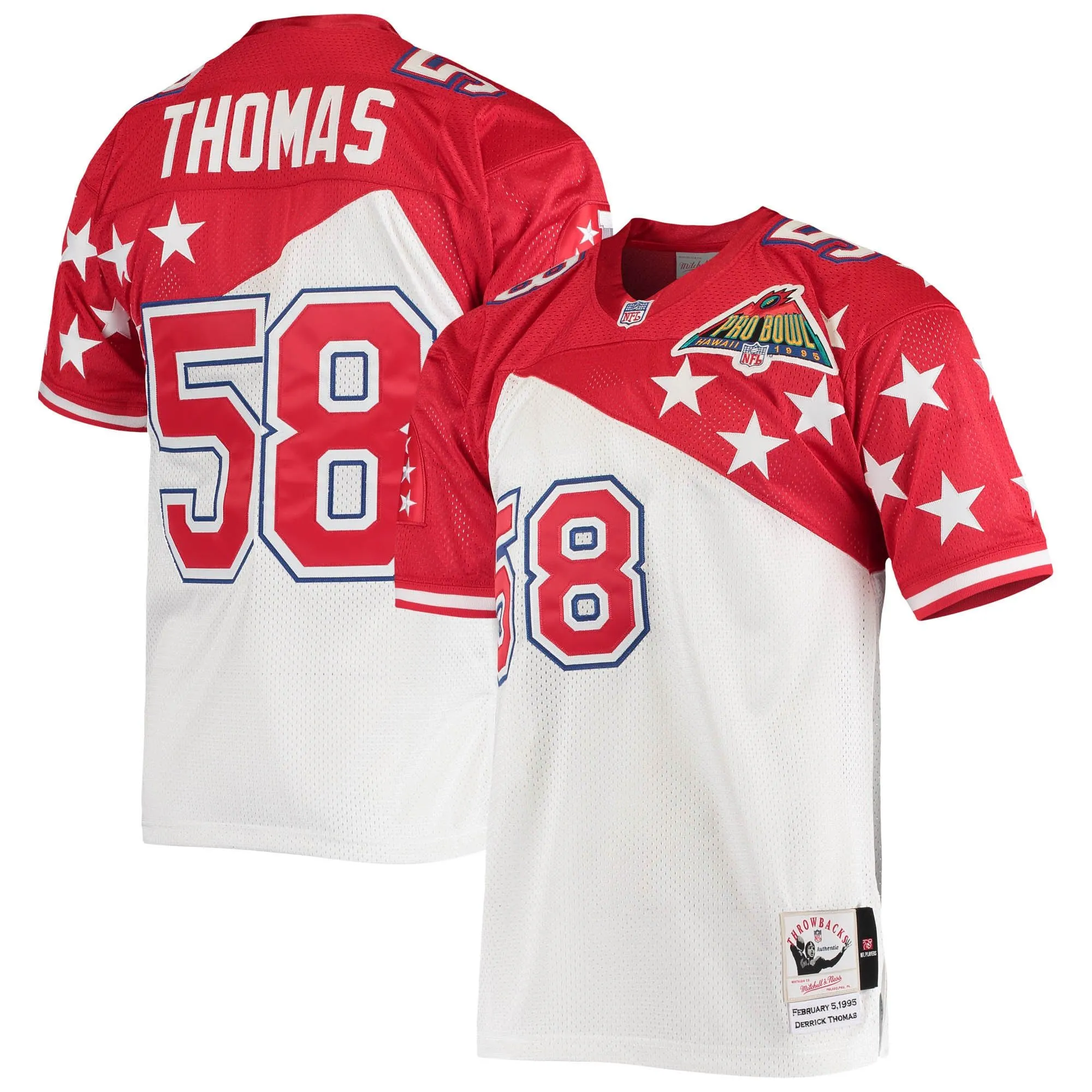 Derrick Thomas AFC Mitchell & Ness 1995 Pro Bowl  Jersey - White/Red