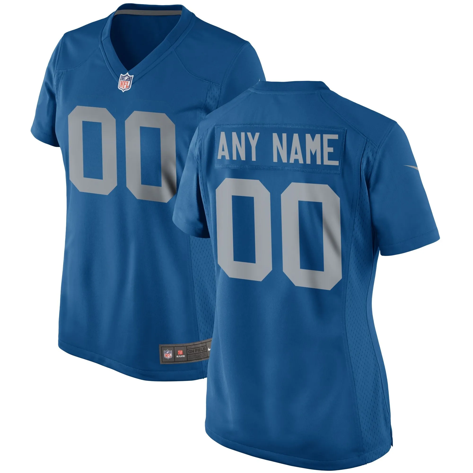 Detroit Lions  Women's Throwback Custom Game Jersey - Blue