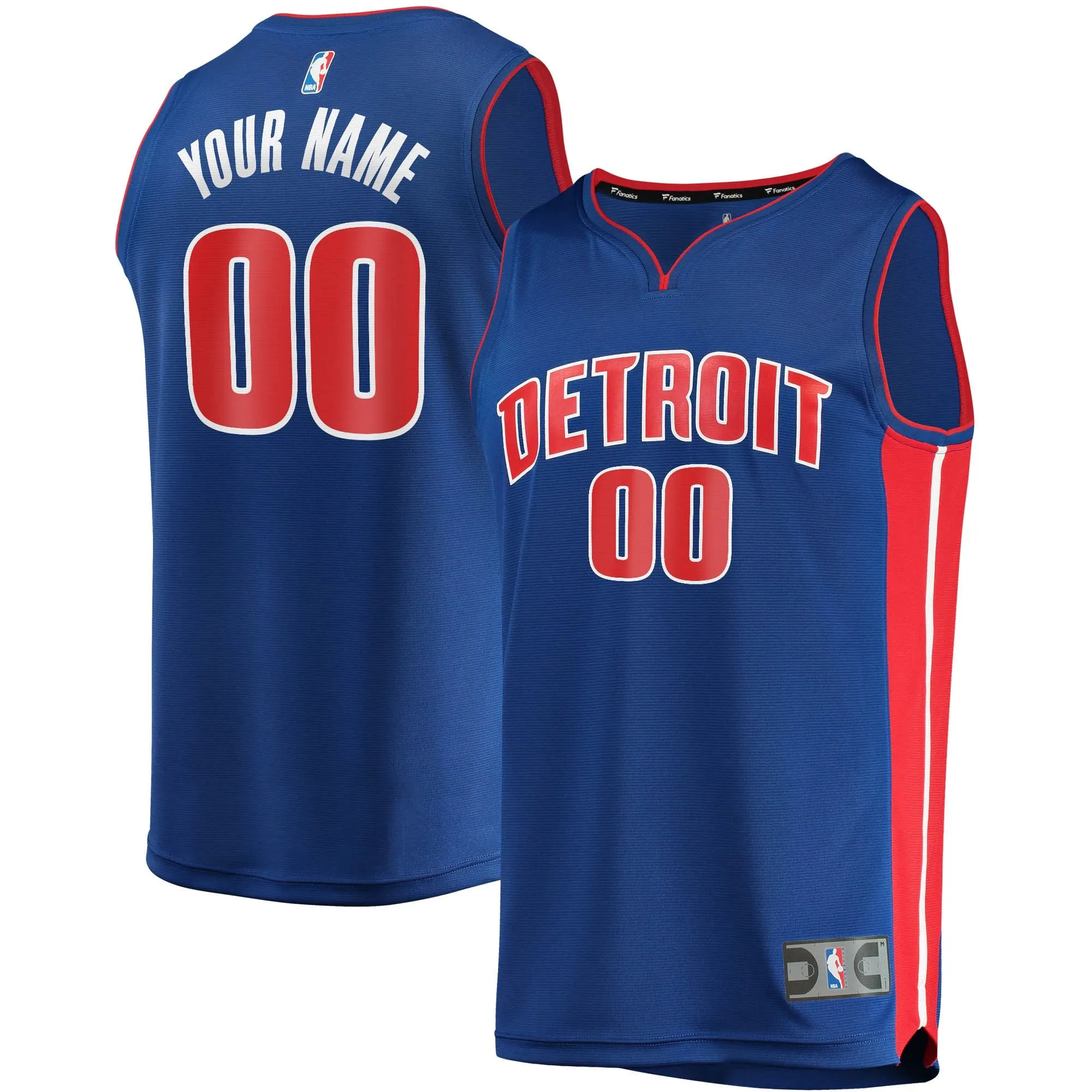 Detroit Pistons Fanatics Branded Youth Fast Break Custom Replica Jersey Blue - Icon Edition