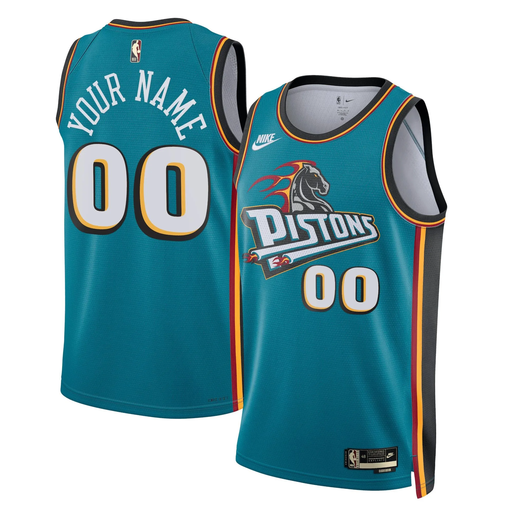 Detroit Pistons  Unisex 2022/23 Custom Swingman Jersey - Classic Edition - Teal