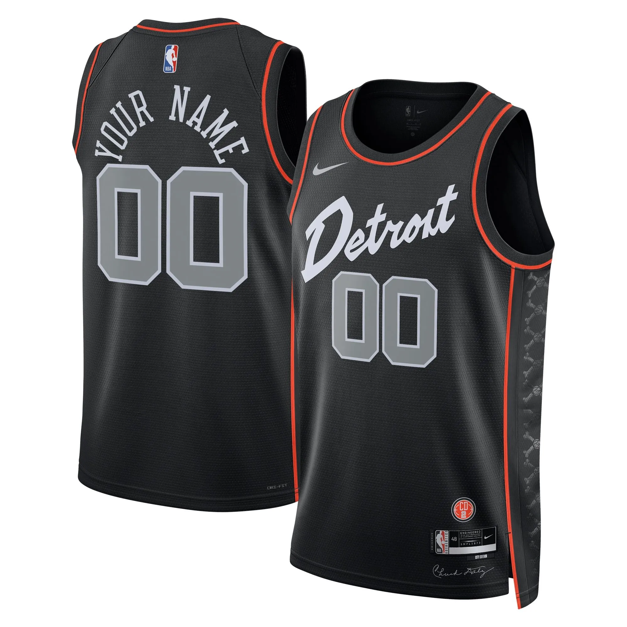 Detroit Pistons  Unisex 2023/24 Custom Swingman Jersey - Black - City Edition