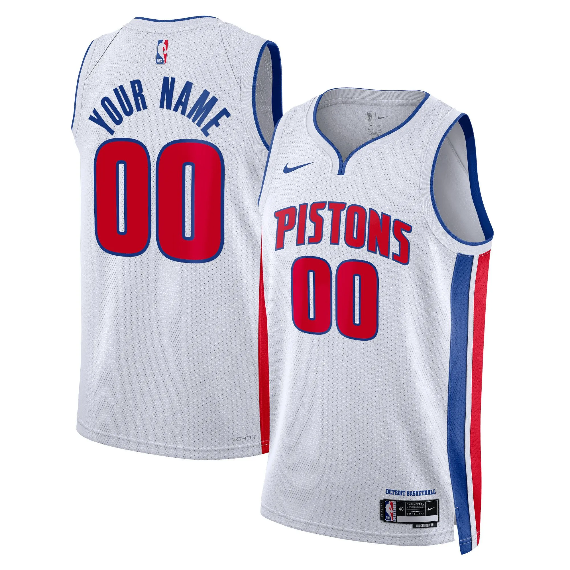 Detroit Pistons  Unisex Swingman Custom Jersey White - Association Edition