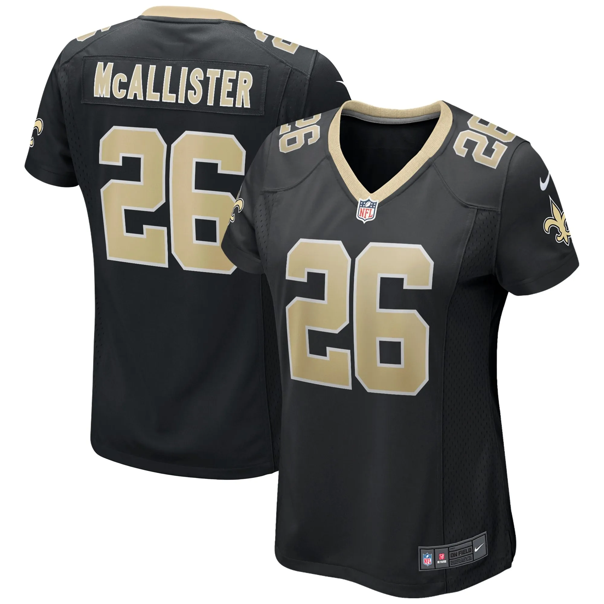 Deuce McAllister New Orleans Saints  Women's Game Retired Player Jersey - Black