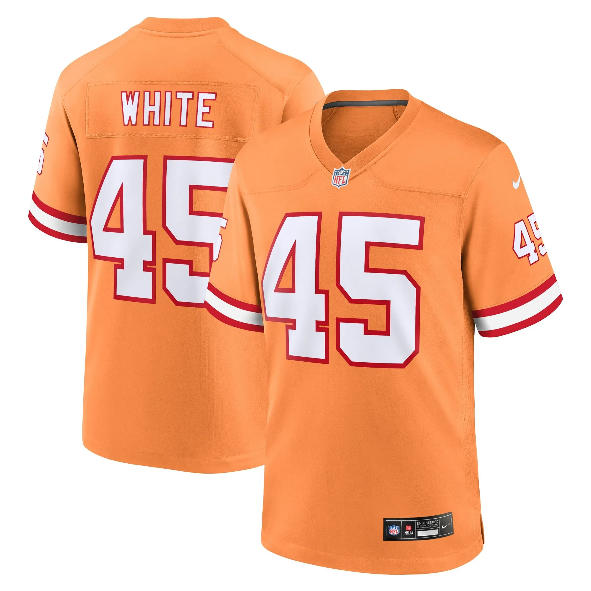 Devin White Tampa Bay Buccaneers  Throwback Game Jersey - Orange