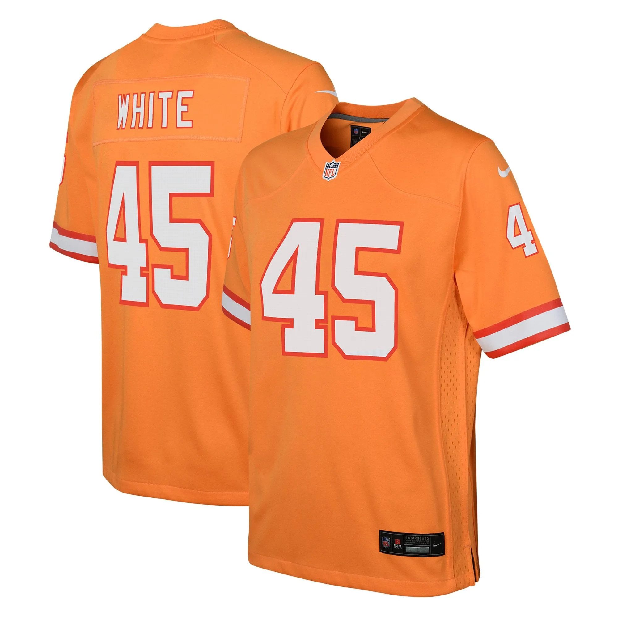 Devin White Tampa Bay Buccaneers  Youth Game Jersey - Orange