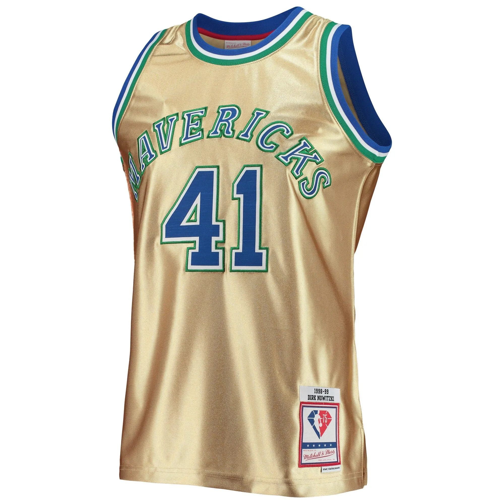 Dirk Nowitzki Dallas Mavericks Mitchell & Ness 75th Anniversary 1998/99 Hardwood Classics Swingman Jersey - Gold