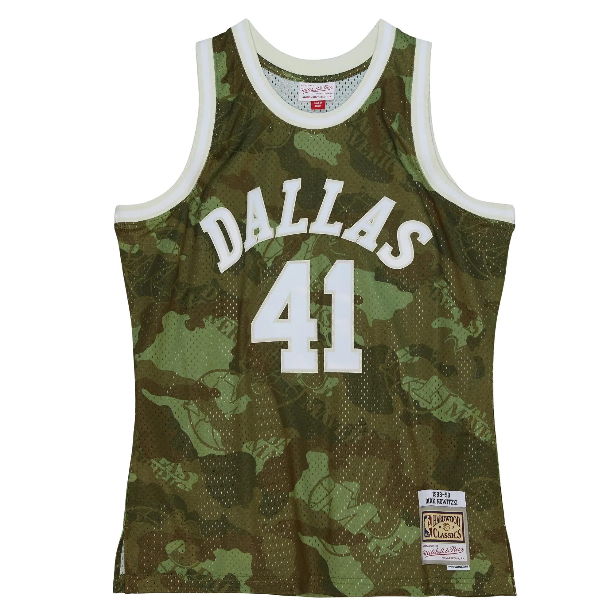 Dirk Nowitzki Dallas Mavericks Mitchell & Ness Hardwood Classics 1998/99 Ghost Green Swingman Jersey - Camo