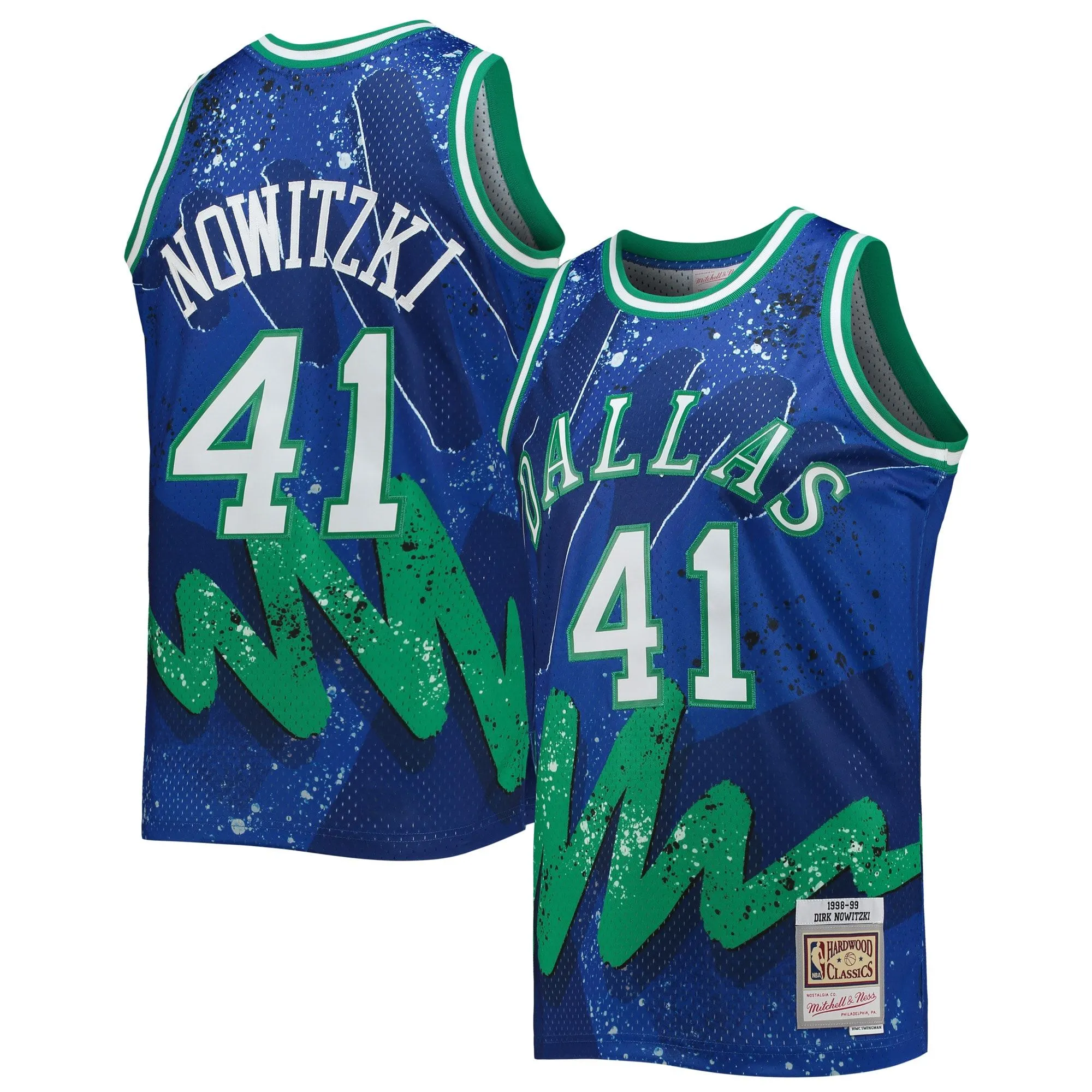 Dirk Nowitzki Dallas Mavericks Mitchell & Ness Hardwood Classics 1998/99 Hyper Hoops Swingman Jersey - Blue