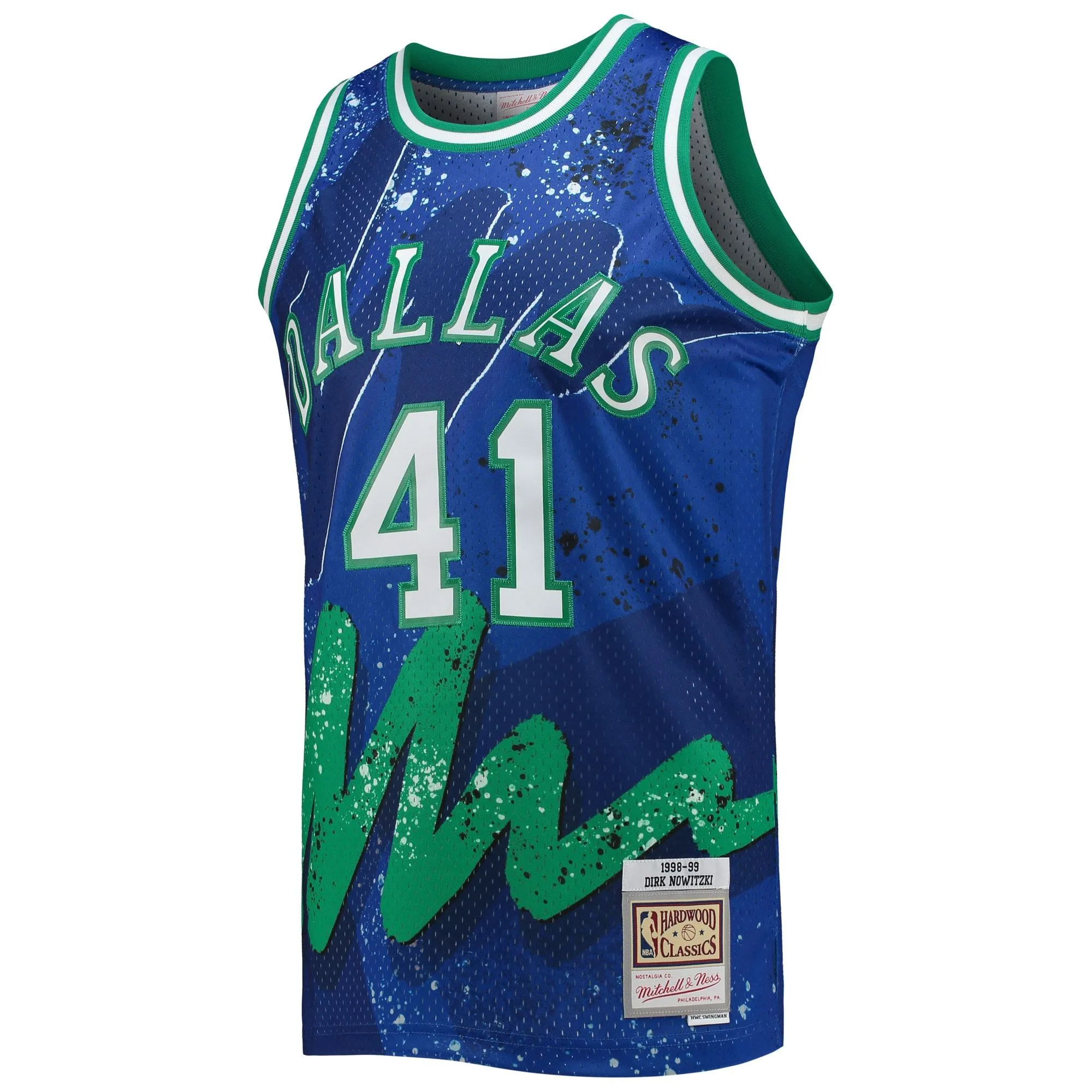 Dirk Nowitzki Dallas Mavericks Mitchell & Ness Hardwood Classics 1998/99 Hyper Hoops Swingman Jersey - Blue