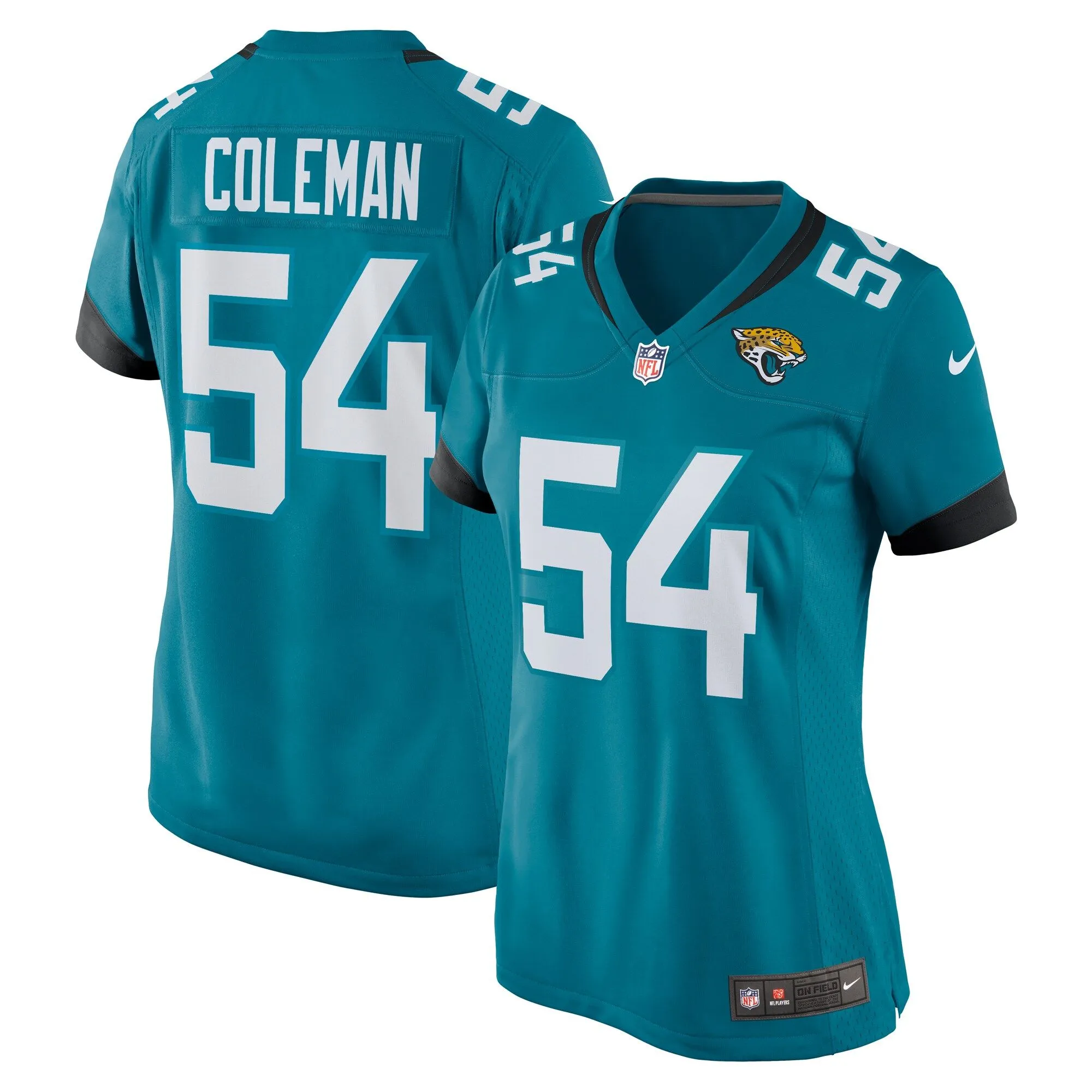 DJ Coleman Jacksonville Jaguars  Women's  Game Jersey -  Teal