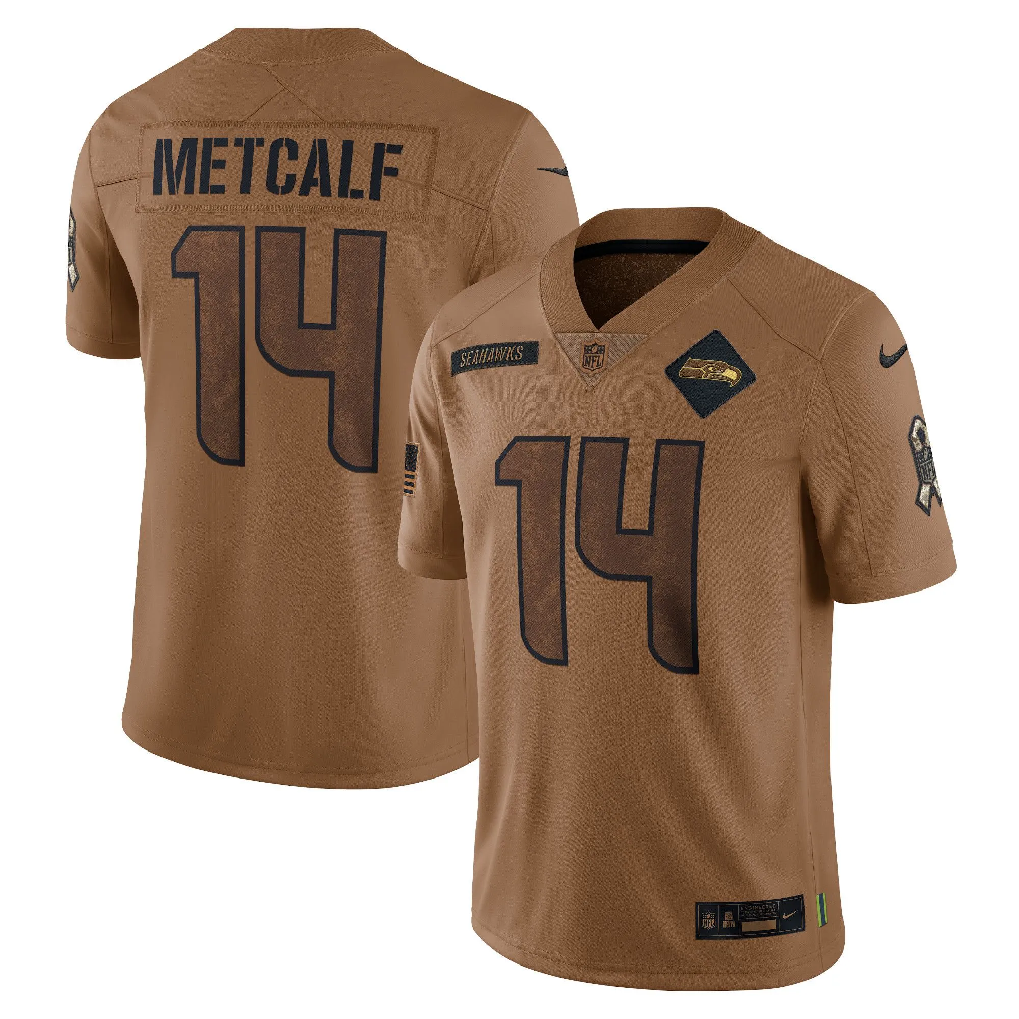 DK Metcalf Seattle Seahawks  2023 Salute To Service Limited Jersey - Brown