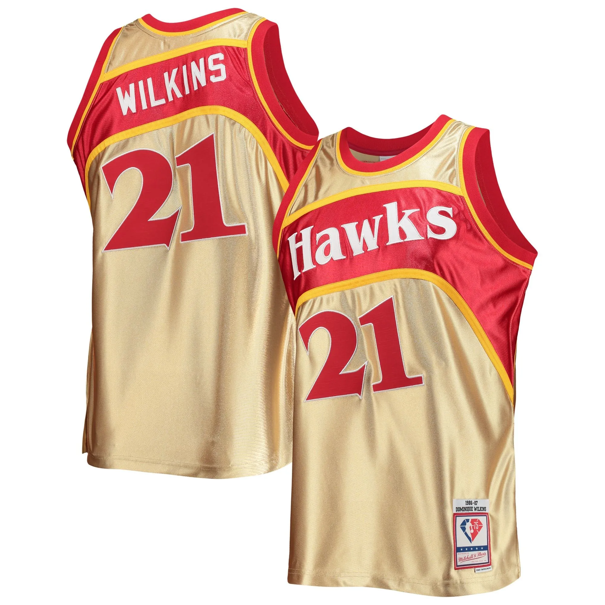 Dominique Wilkins Atlanta Hawks Mitchell & Ness 75th Anniversary 1986/87 Hardwood Classics Swingman Jersey - Gold