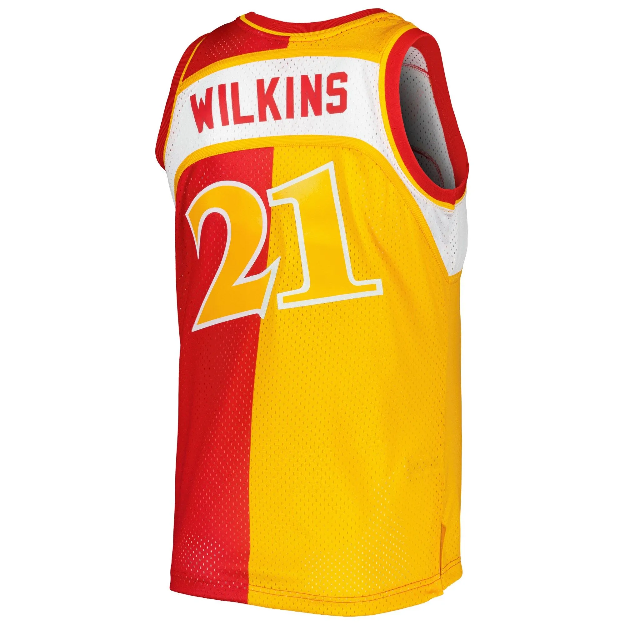 Dominique Wilkins Atlanta Hawks Mitchell & Ness Hardwood Classics 1986/87 Split Swingman Jersey - Yellow/Red