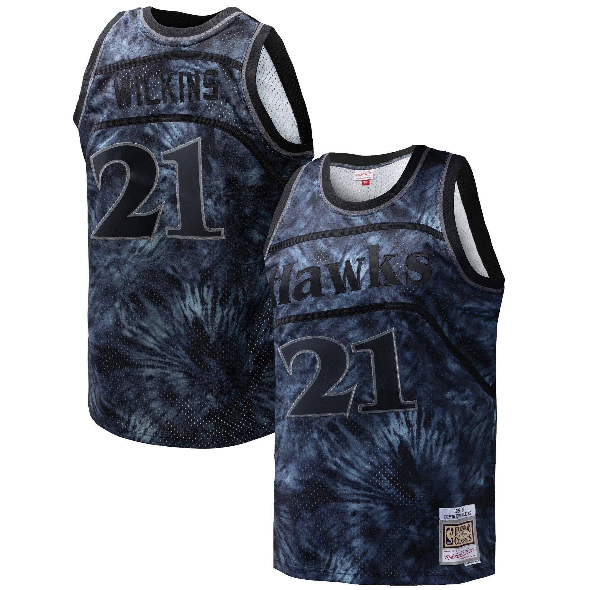 Dominique Wilkins Atlanta Hawks Mitchell & Ness Hardwood Classics 1986/87 Tie-Dye Swingman Jersey - Black