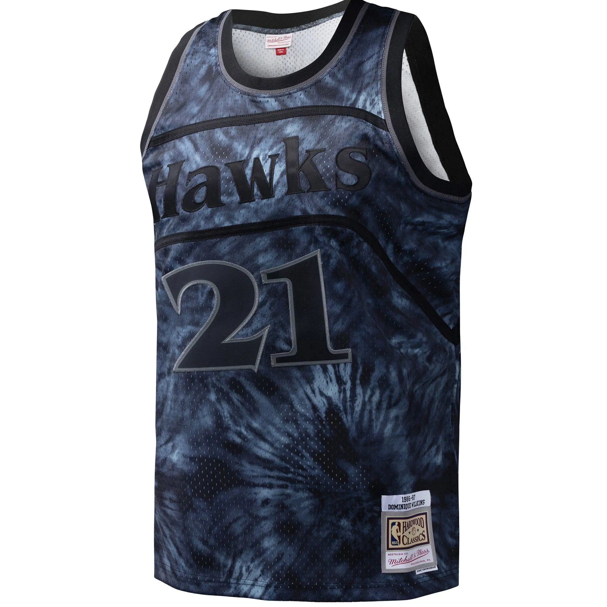 Dominique Wilkins Atlanta Hawks Mitchell & Ness Hardwood Classics 1986/87 Tie-Dye Swingman Jersey - Black