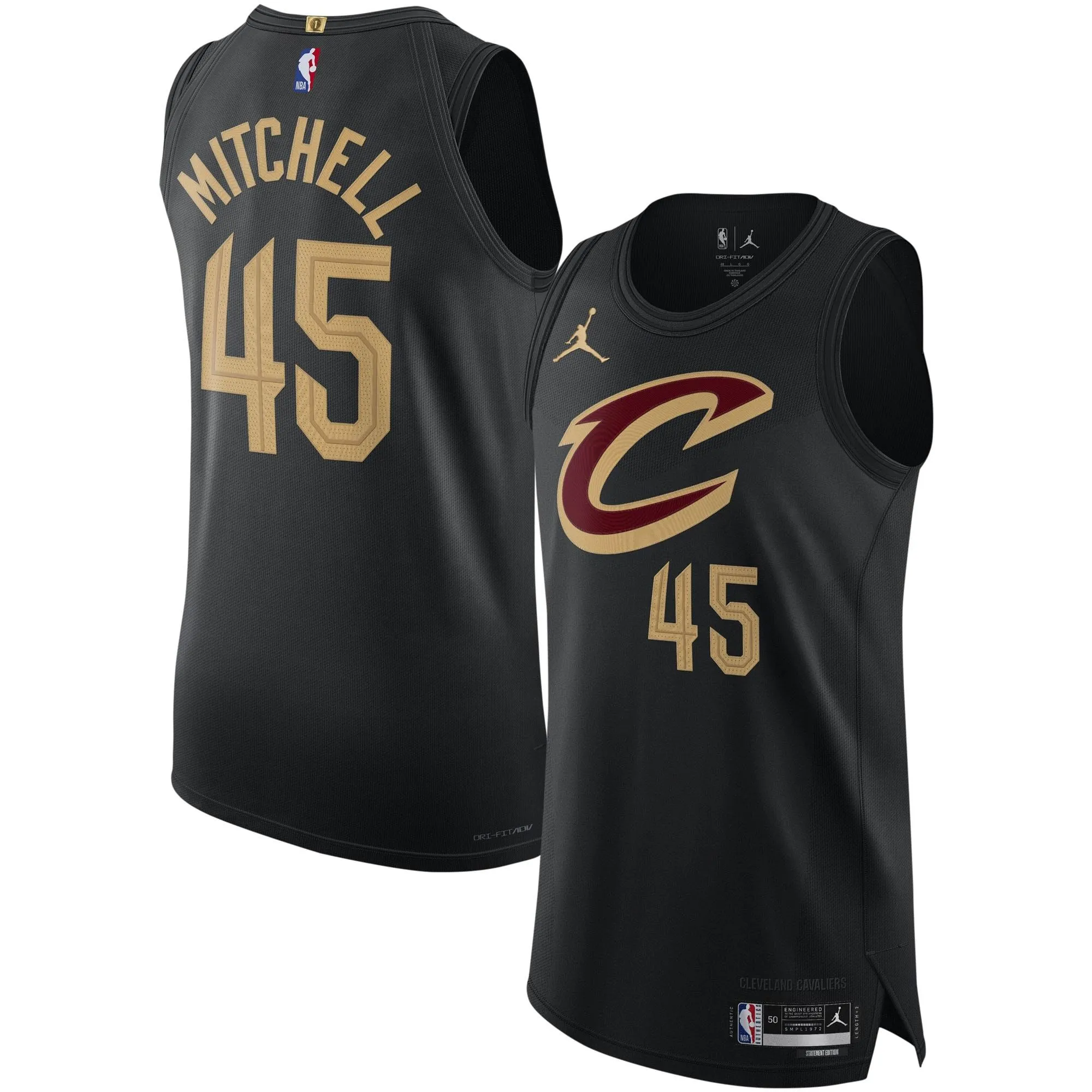 Donovan Mitchell Cleveland Cavaliers Jordan Brand  Player Jersey - Statement Edition - Black