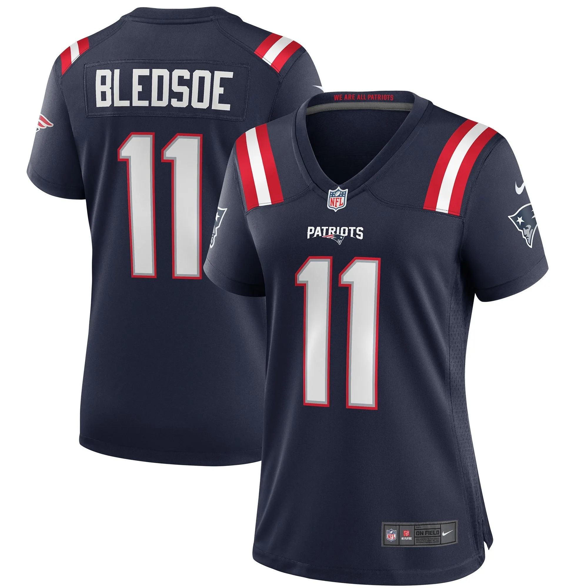 Drew Bledsoe New England Patriots  Women's Game Retired Player Jersey - Navy