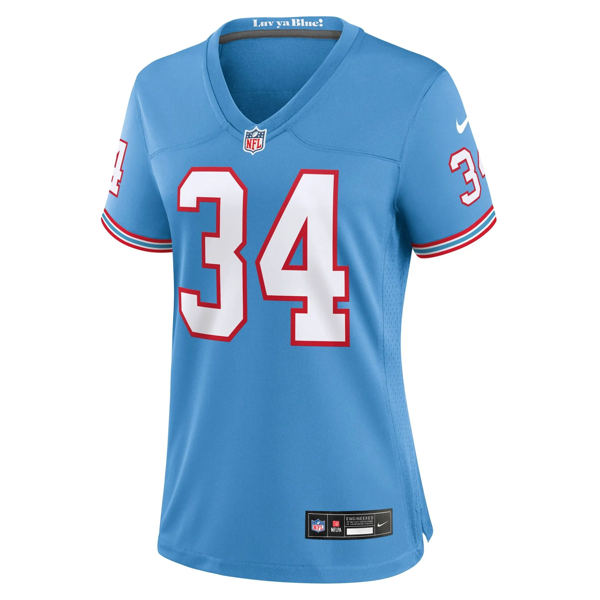 Earl Campbell Tennessee Titans  Women's Oilers Throwback Retired Player Game Jersey - Light Blue