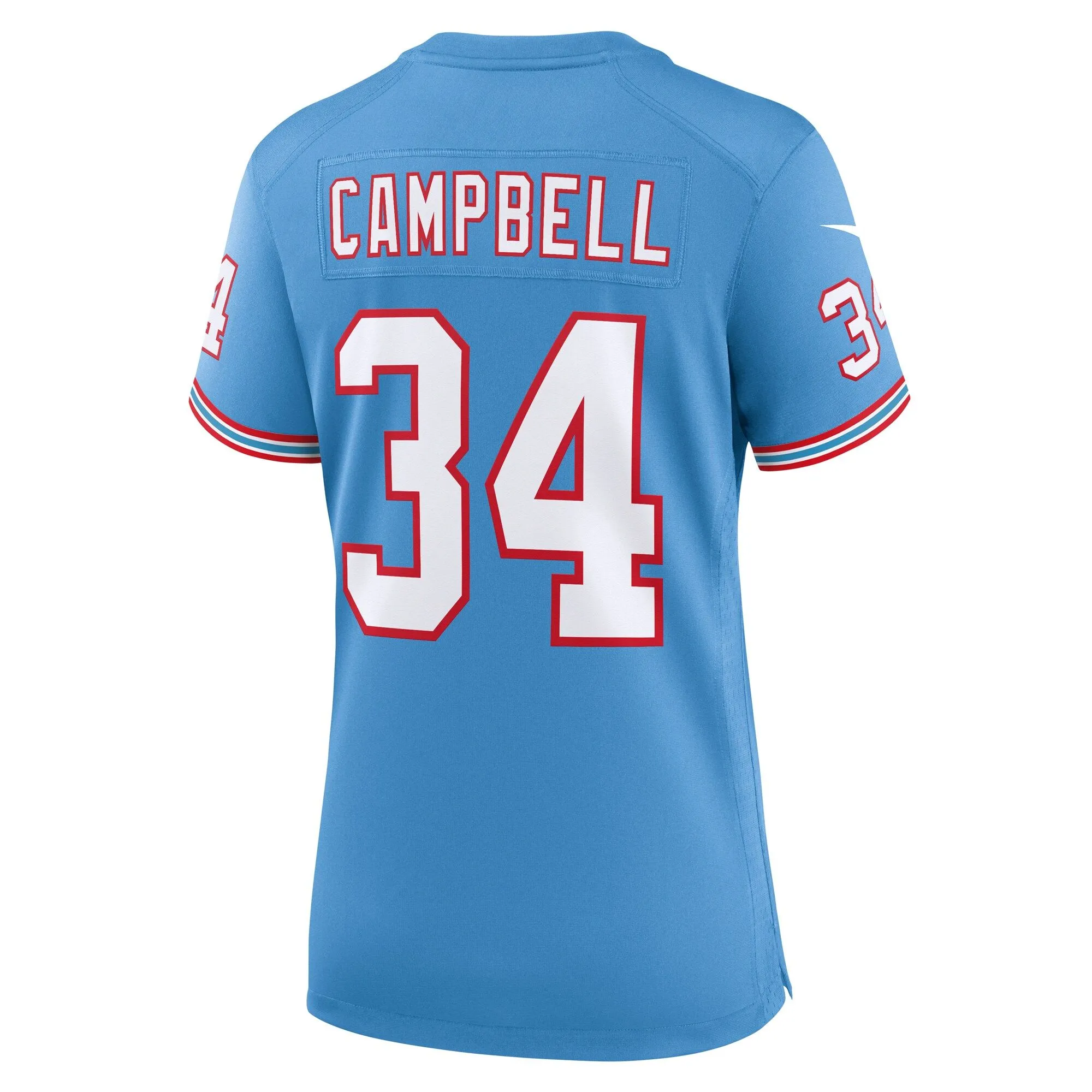 Earl Campbell Tennessee Titans  Women's Oilers Throwback Retired Player Game Jersey - Light Blue