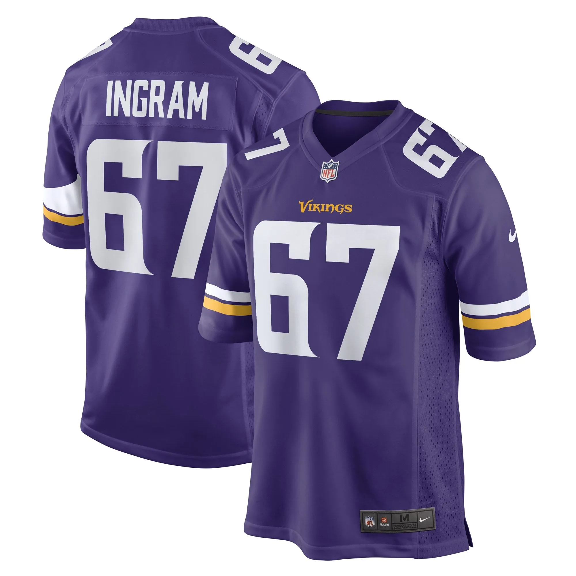 Ed Ingram Minnesota Vikings  Game Player Jersey - Purple