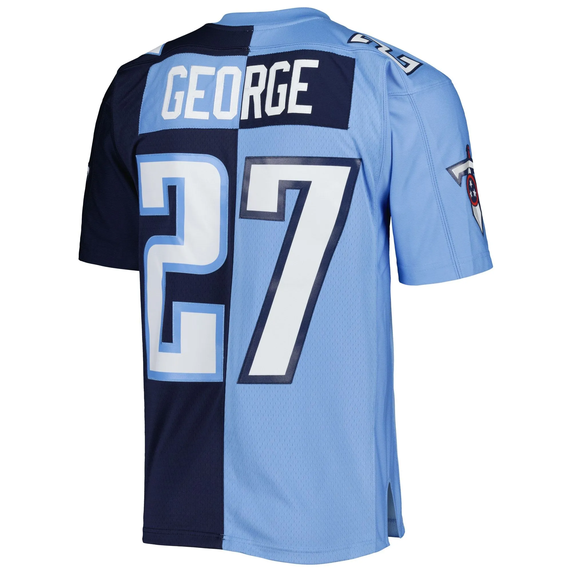 Eddie George Tennessee Titans Mitchell & Ness 1999 Split Legacy Replica Jersey - Navy/Light Blue