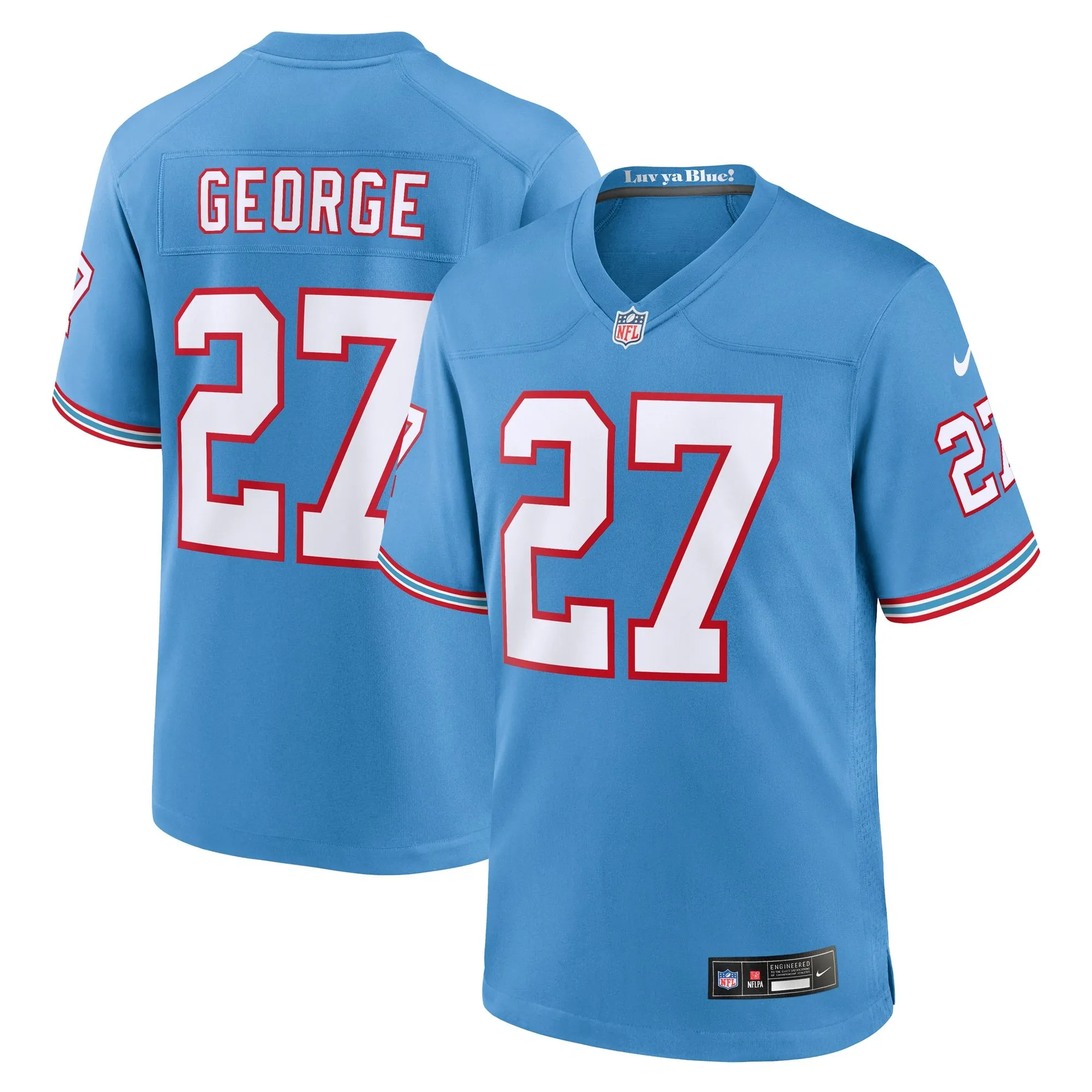 Eddie George Tennessee Titans  Oilers Throwback Retired Player Game Jersey - Light Blue