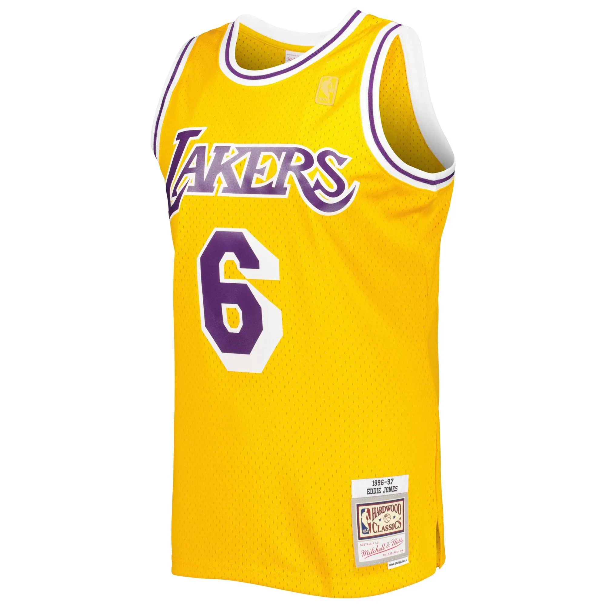 Eddie Jones Los Angeles Lakers Mitchell & Ness 1996/97 Hardwood Classics Swingman Jersey - Gold