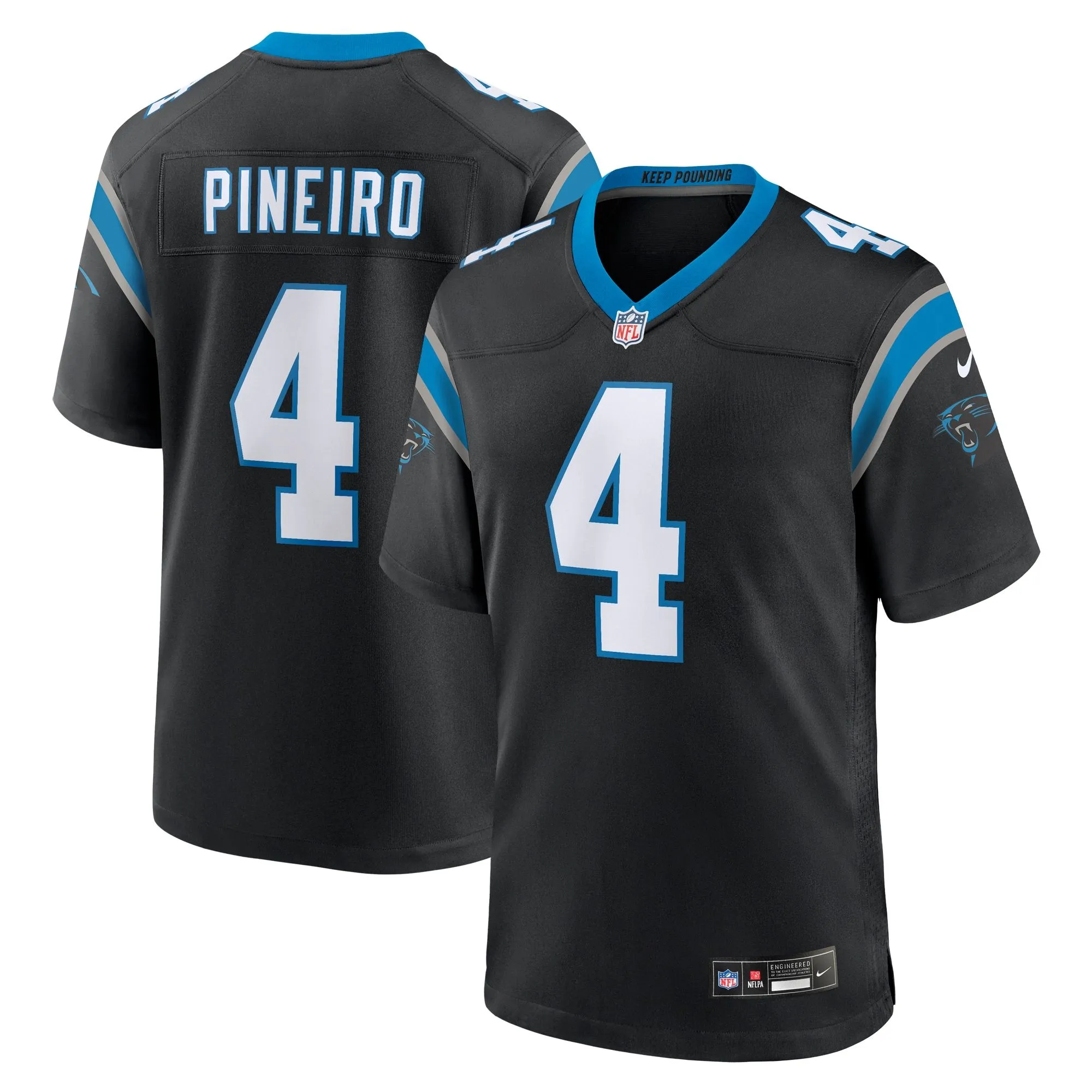 Eddy Pineiro Carolina Panthers  Team Game Jersey - Black