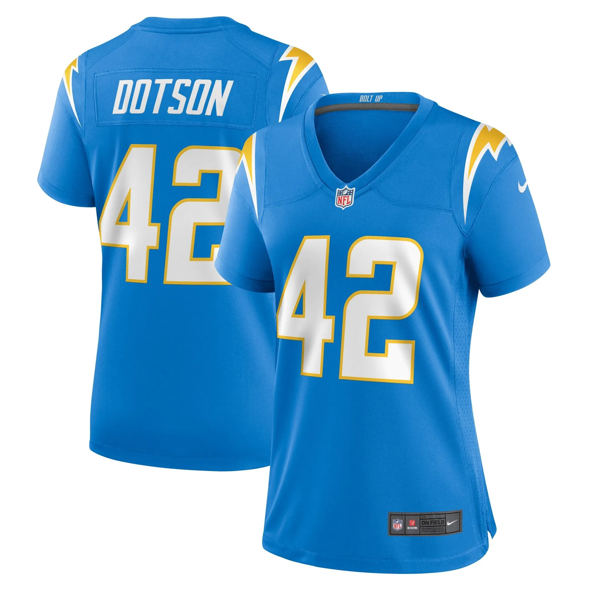 Elijah Dotson Los Angeles Chargers  Women's Team Game Jersey -  Powder Blue