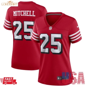 Elijah Mitchell San Francisco 49Ers  Women's Alternate Team Game Jersey   Scarlet