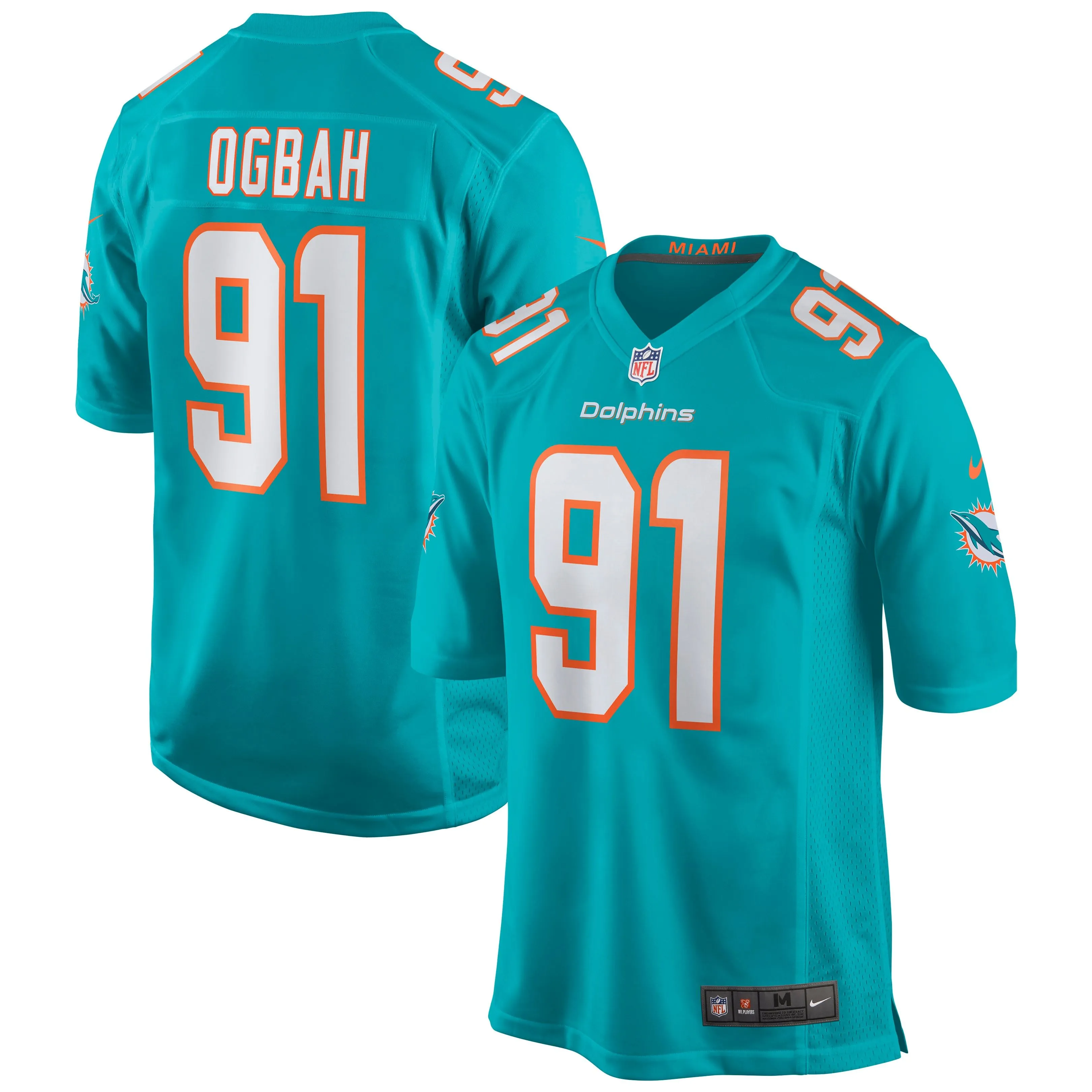 Emmanuel Ogbah Miami Dolphins  Game Jersey - Aqua