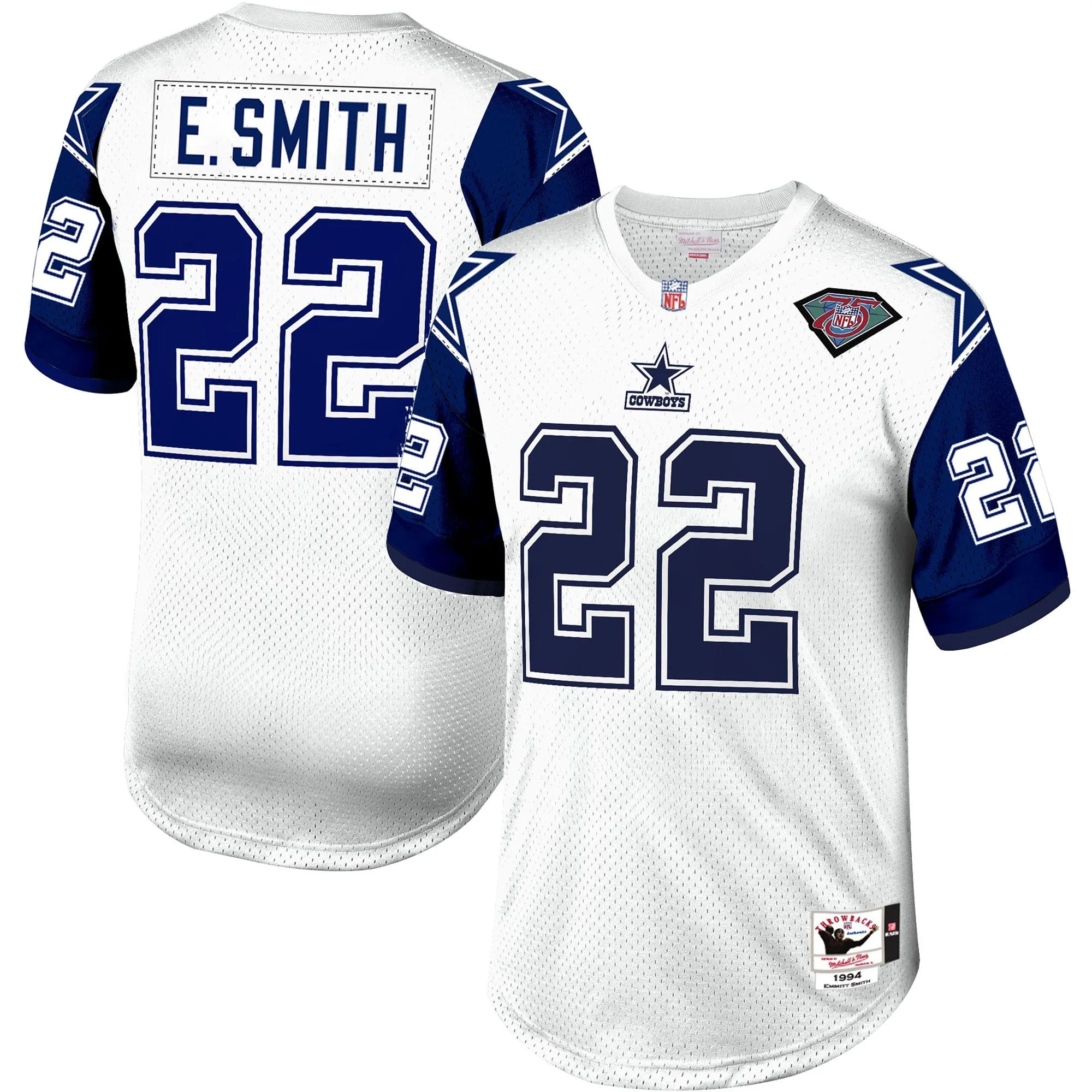 Emmitt Smith Dallas Cowboys 1996 Mitchell & Ness  Throwback Retired Player Jersey - White