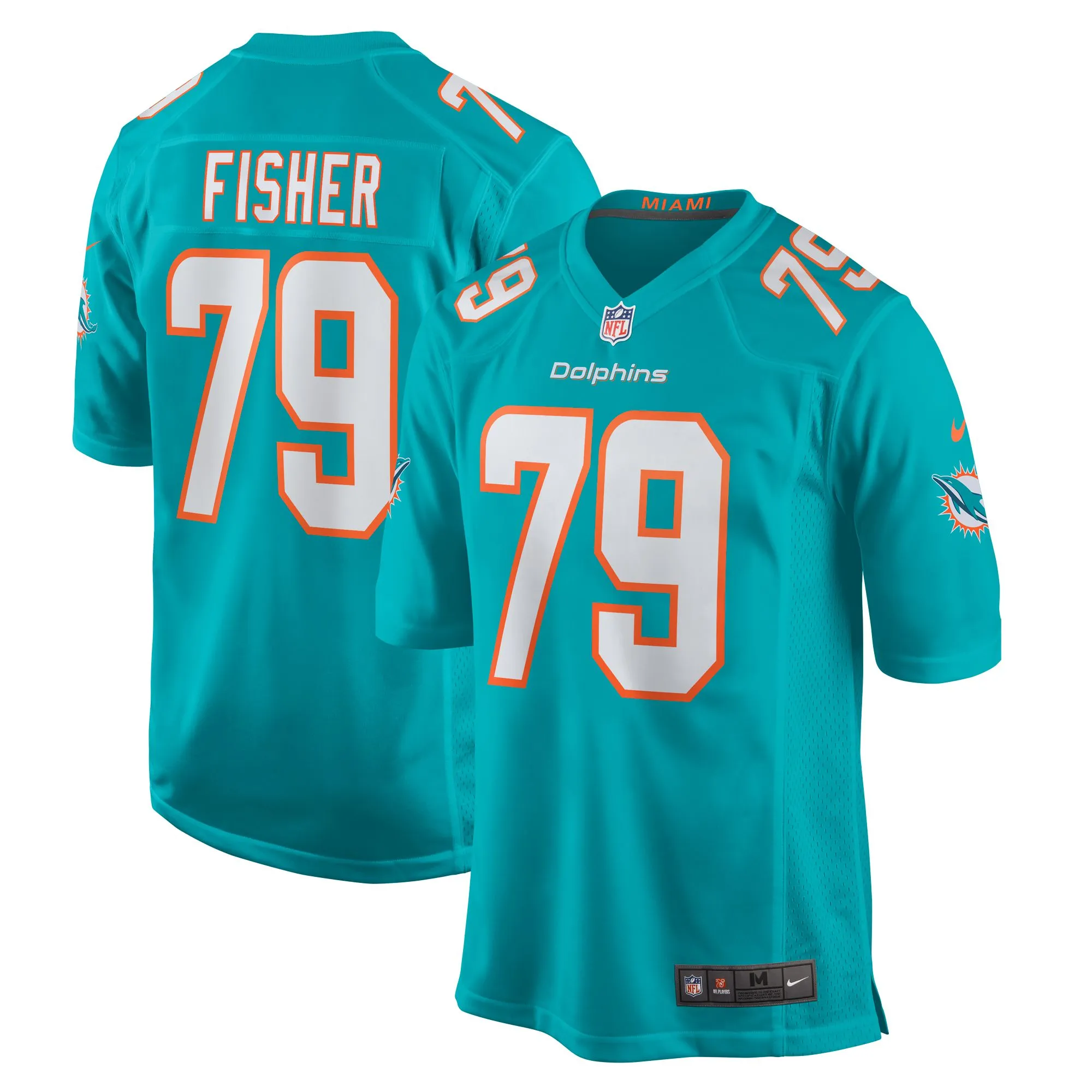 Eric Fisher Miami Dolphins  Home Game Player Jersey - Aqua