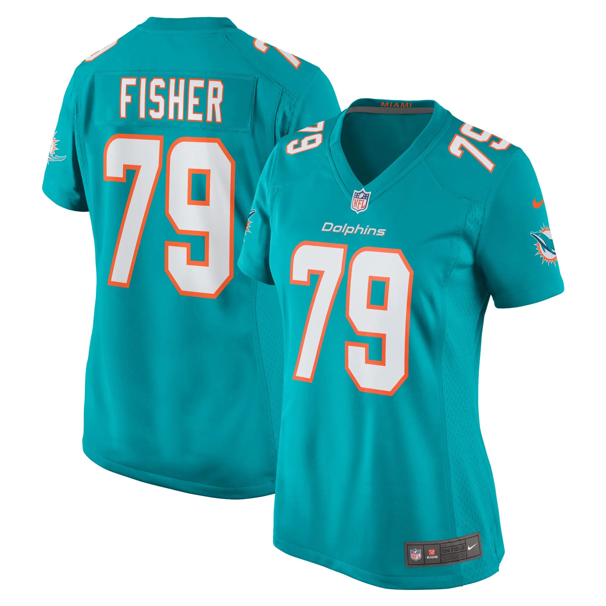 Eric Fisher Miami Dolphins  Women's Home Game Player Jersey - Aqua