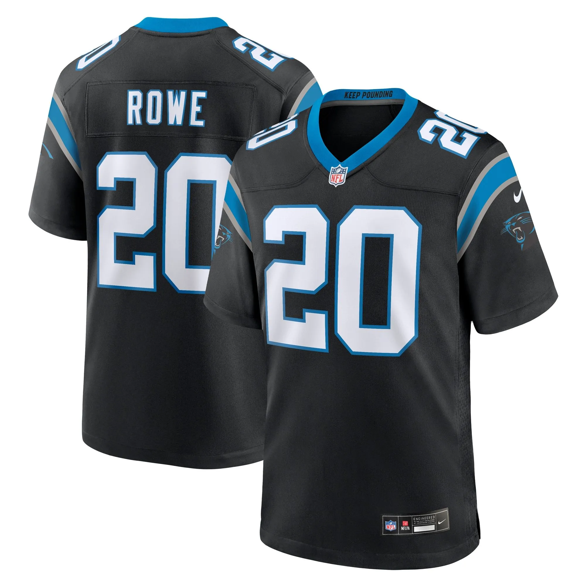 Eric Rowe Carolina Panthers  Game Jersey - Black