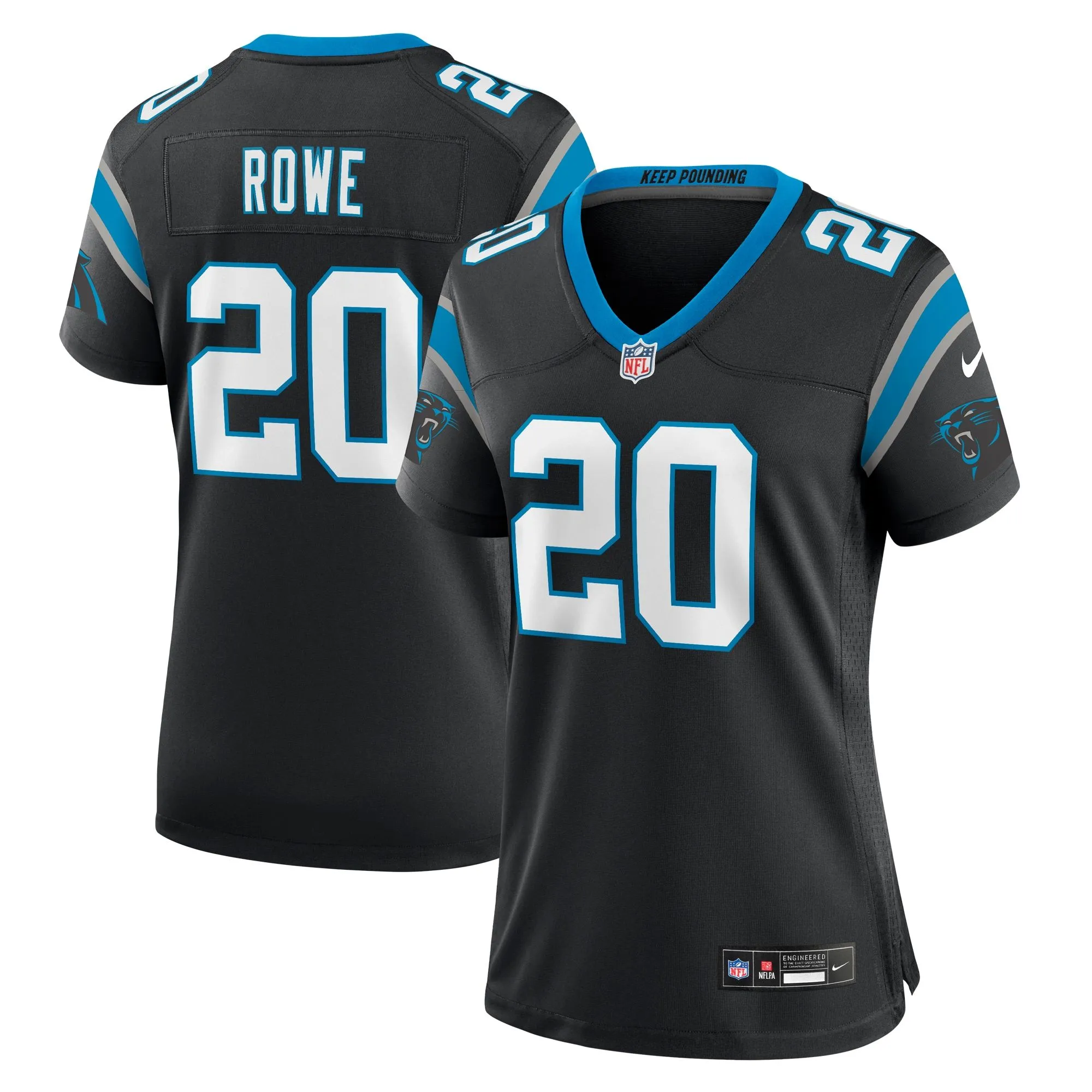 Eric Rowe Carolina Panthers  Women's Team Game Jersey - Black