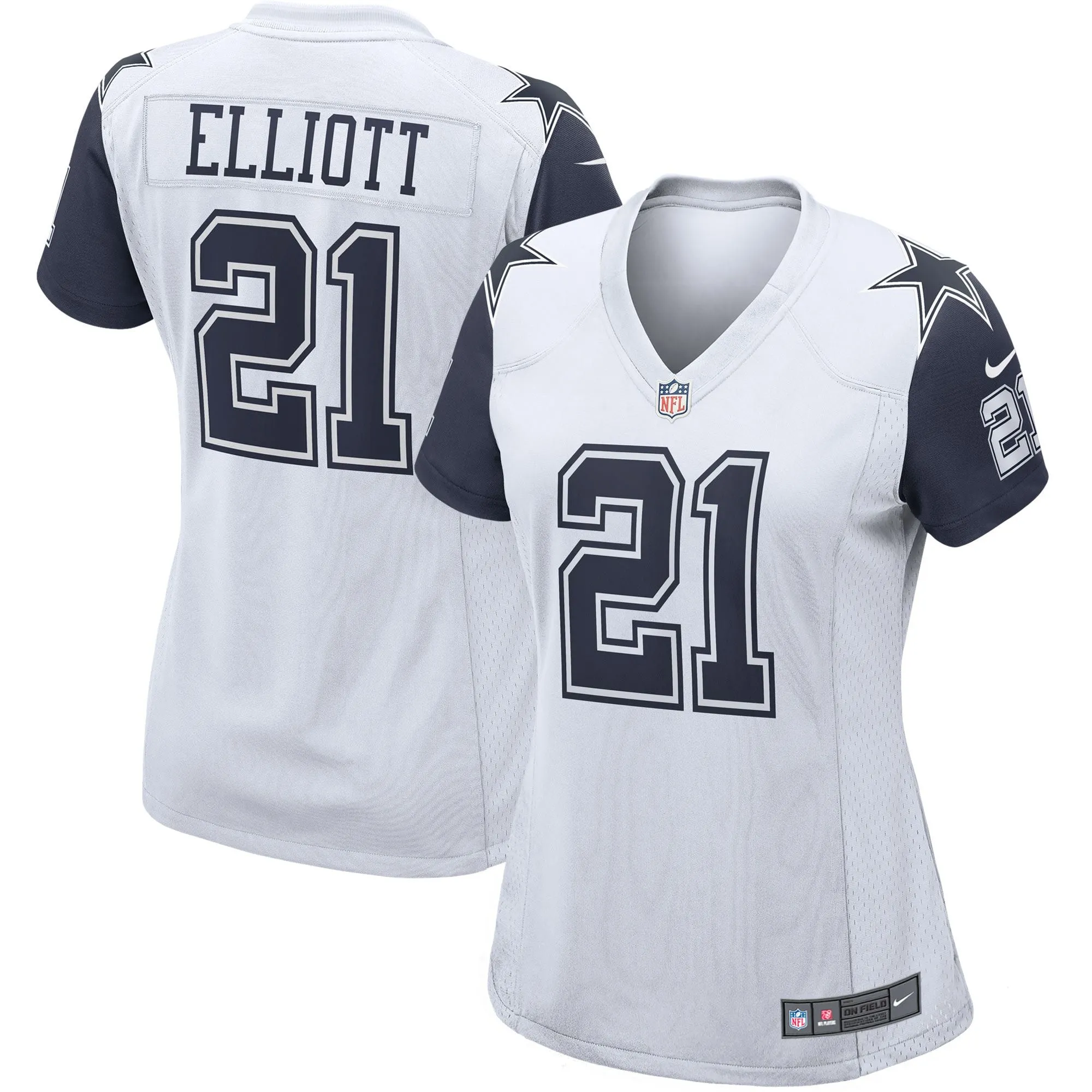 Ezekiel Elliott Dallas Cowboys  Women's Alternate Game Jersey - White