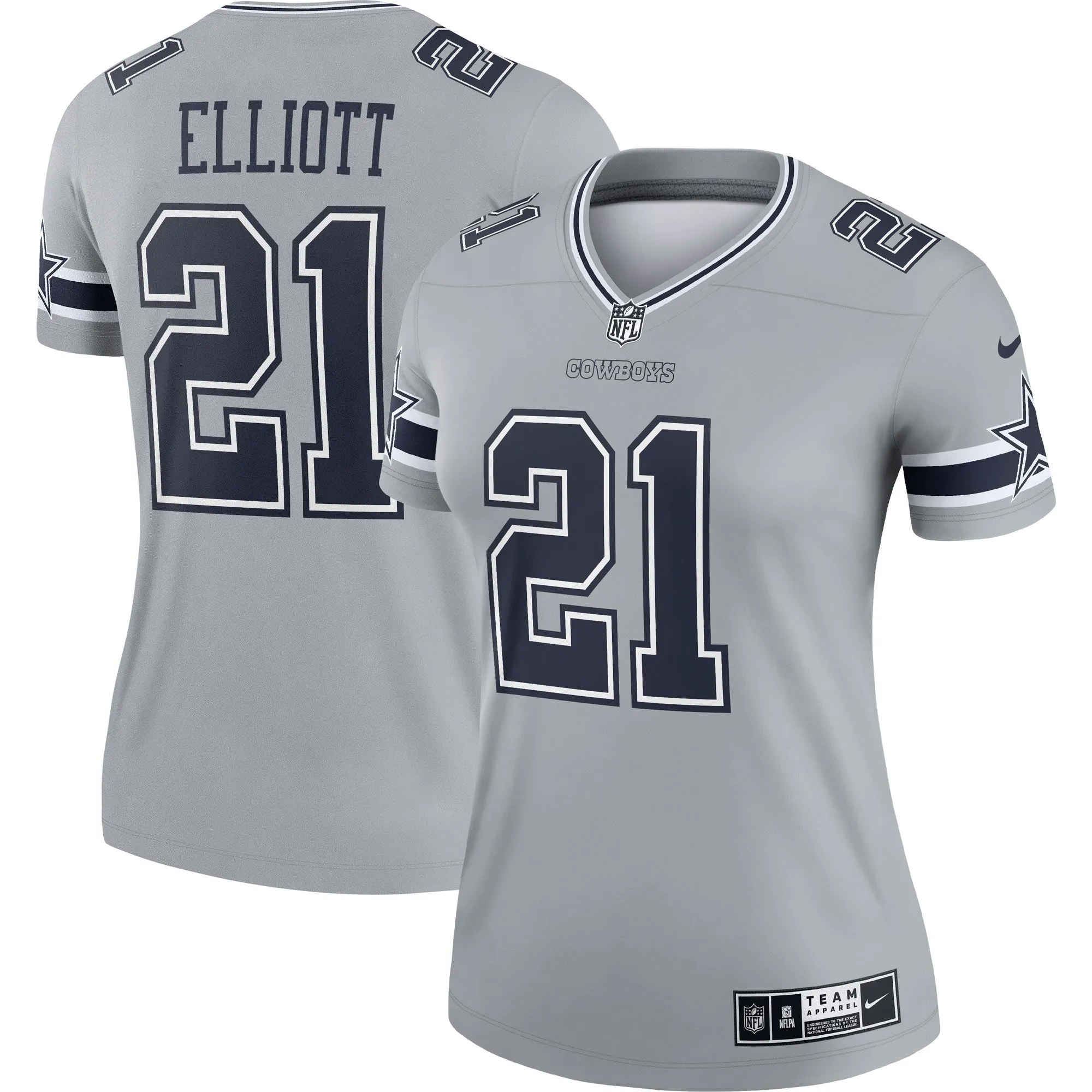 Ezekiel Elliott Dallas Cowboys  Women's Inverted Legend Jersey - Gray