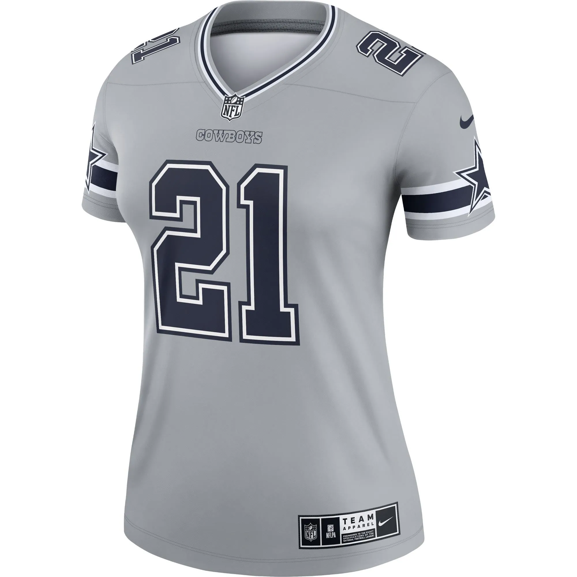 Ezekiel Elliott Dallas Cowboys  Women's Inverted Legend Jersey - Gray