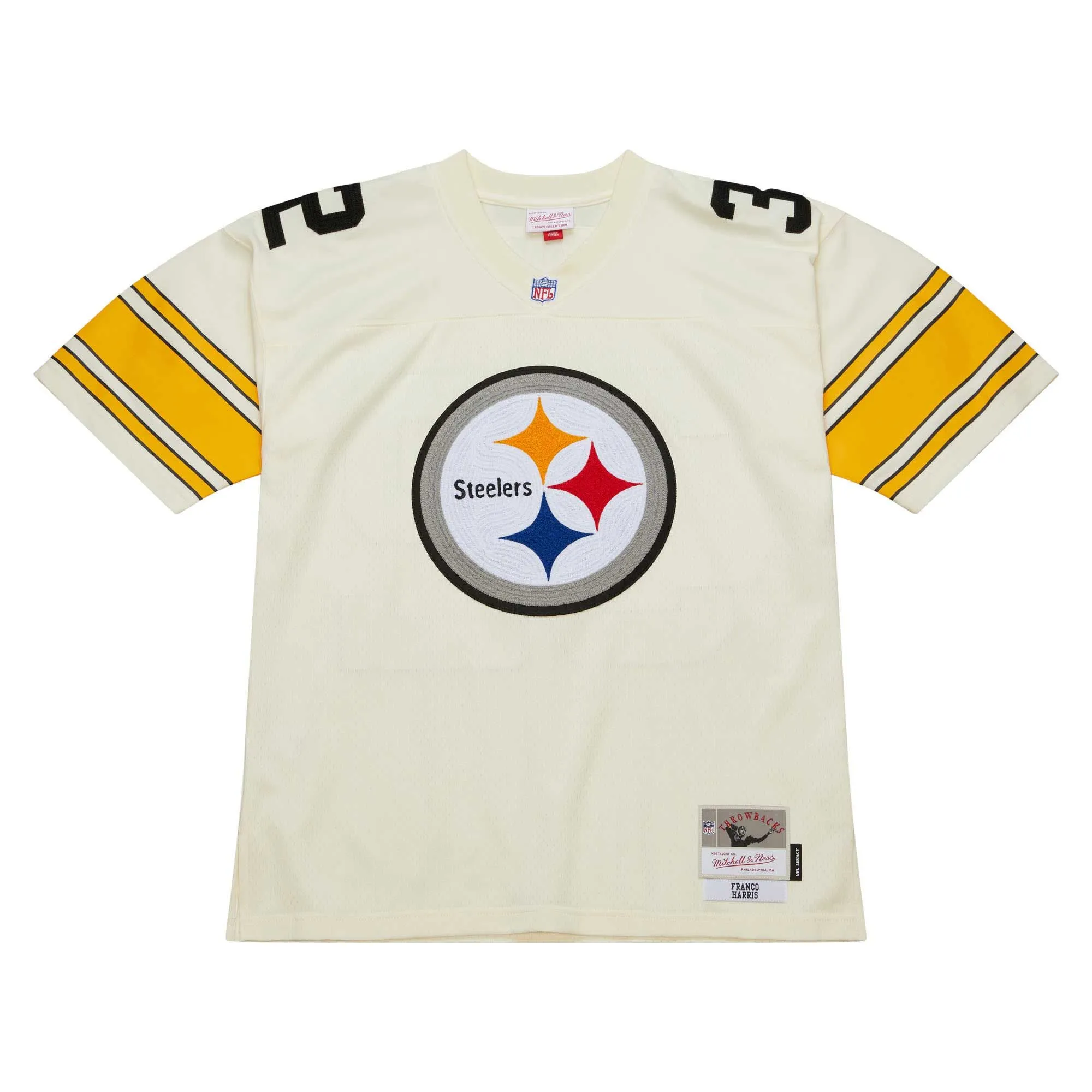 Franco Harris Pittsburgh Steelers Mitchell & Ness Chainstitch Legacy Jersey - Cream