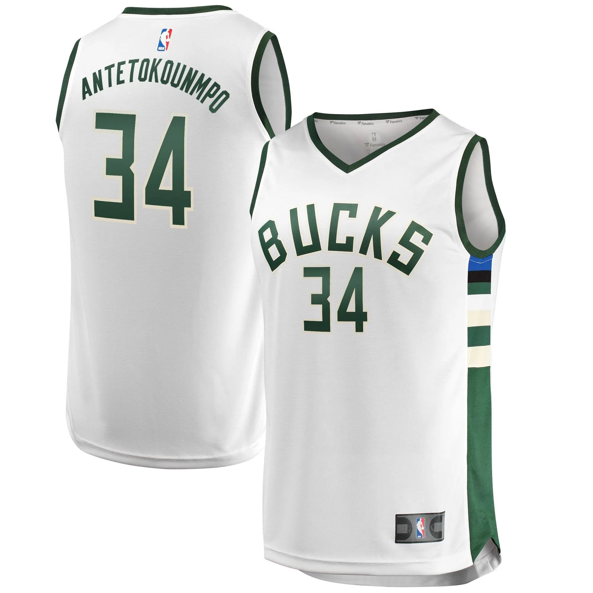 Giannis Antetokounmpo Milwaukee Bucks Fanatics Branded Fast Break Replica Jersey White - Association Edition