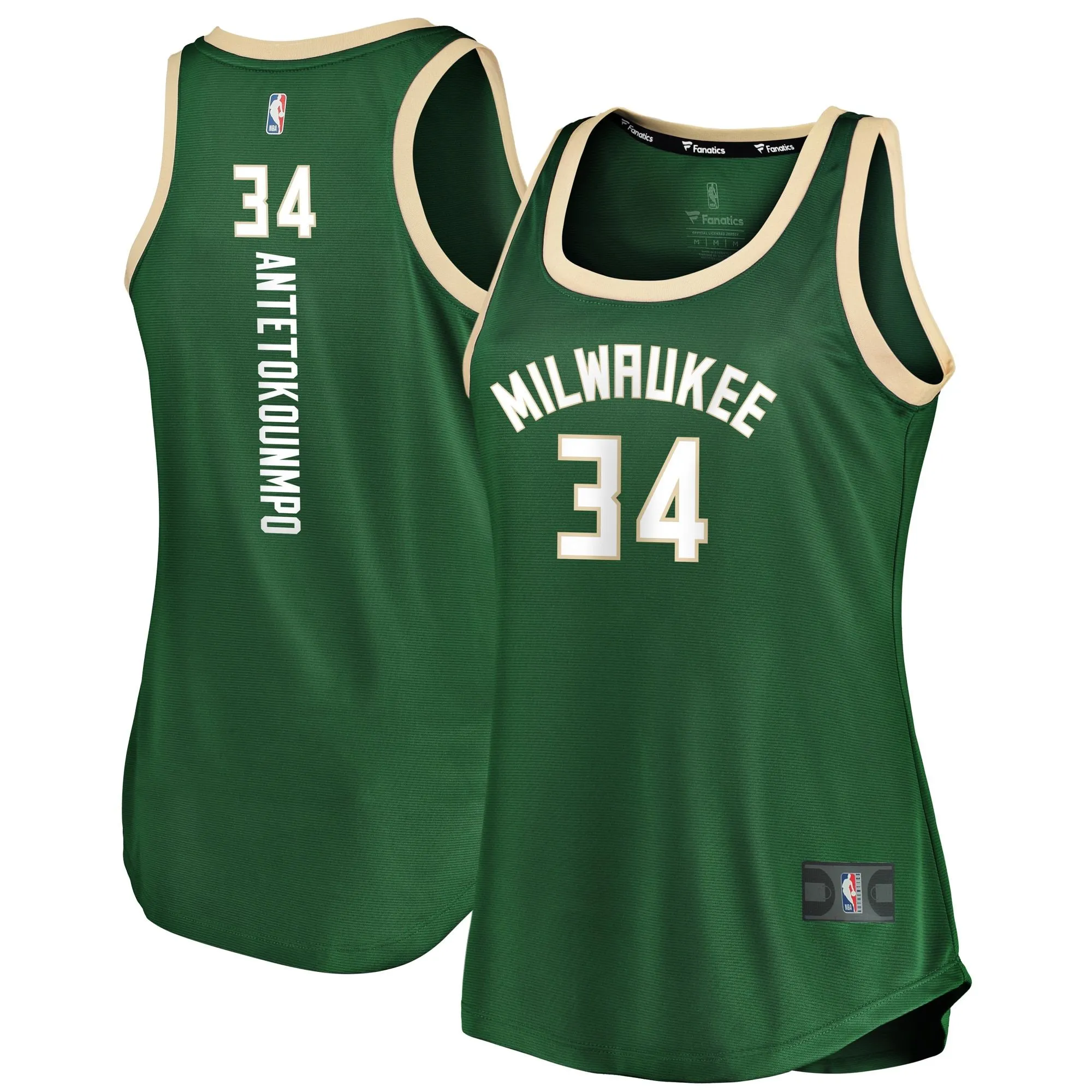 Giannis Antetokounmpo Milwaukee Bucks Fanatics Branded Women's Fast Break Tank Jersey - Icon Edition - Hunter Green